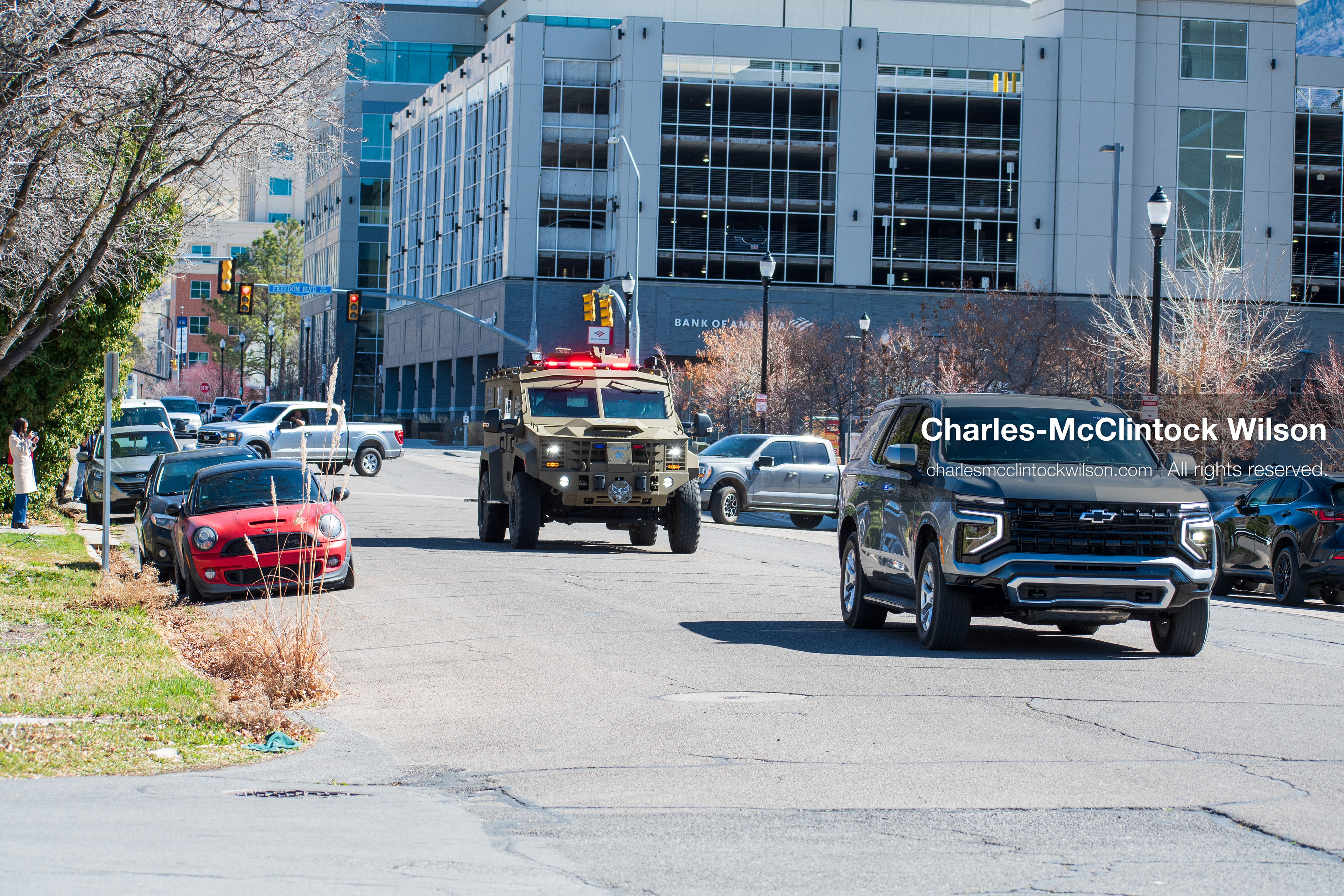 March 13, 2026, Provo, Utah, USA: An armored Utah County Sheriff's vehicle transports Tyler Robinson away from the Fourth District Court in Provo, Utah, on March 13, 2026, following a hearing on media access in the case involving the death of American political activist Charlie Kirk. (Credit Image: © Charles-McClintock Wilson/ZUMA Press Wire)