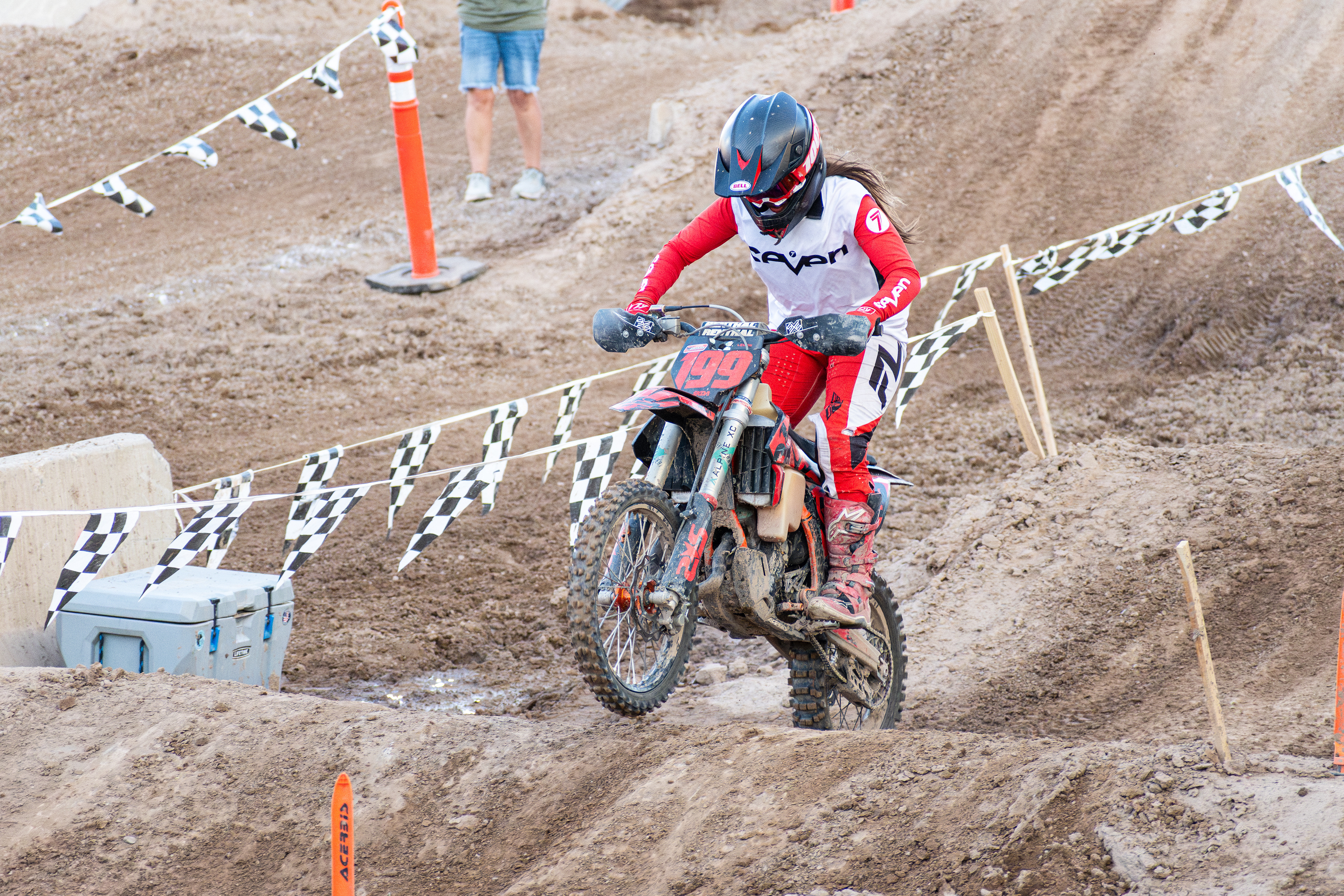 Nephi, Utah – June 28, 2025: A motocross rider competes during the Juab Xtreme Racing event at Juab County Fairgrounds.