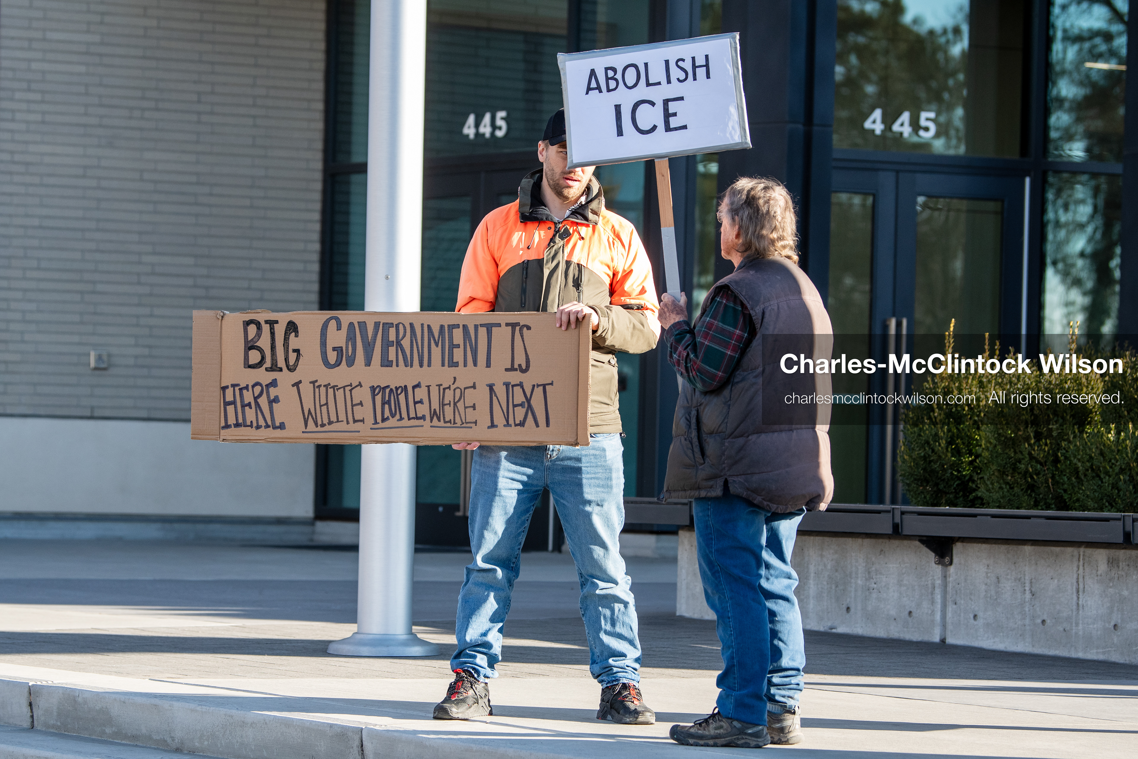 January 20, 2026, Provo, Utah, USA: Protesters gather outside Provo City Hall during the Free America Walkout protest in Provo, Utah, on January 20, 2026. Demonstrators held signs calling for justice, immigration reform, and an end to detention practices. (Credit Image: © Charles-McClintock Wilson/ZUMA Press Wire)