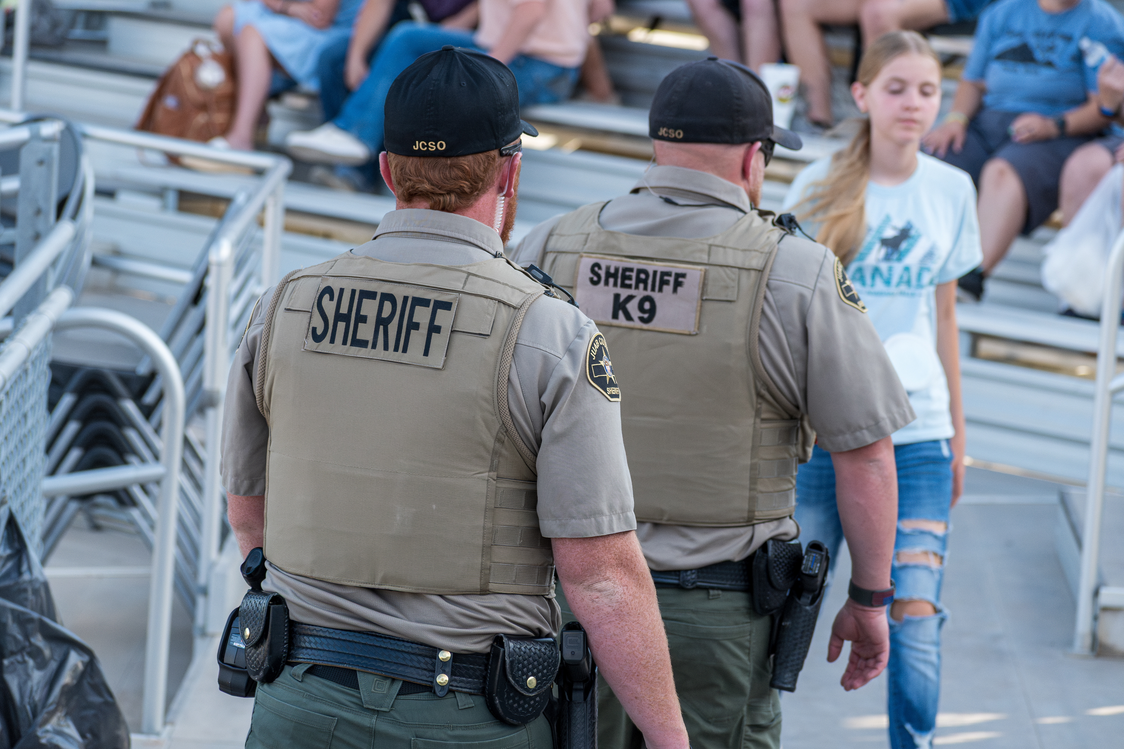  Nephi, Utah – June 28, 2025: Sheriff deputies from the Juab County Sheriff s Office patrol the spectator area during the Juab Xtreme Racing event at Juab County Fairgrounds.