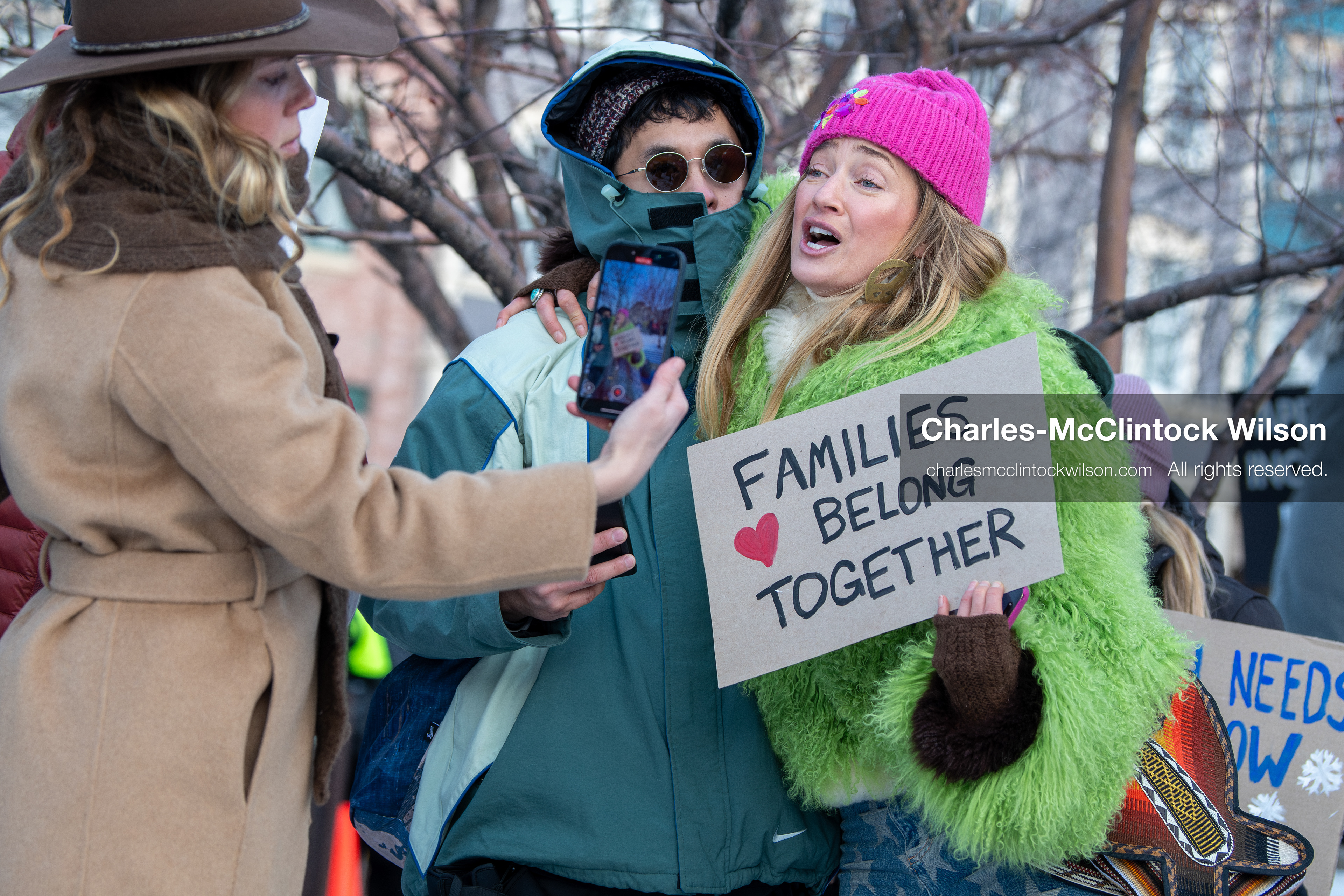 January 26, 2026, Park City, Utah, USA: US Professional skier and activist SIERRA QUITIQUIT holds a sign while gathering with demonstrators during a protest opposing U.S. Immigration and Customs Enforcement (I.C.E.) ICE agents at the Sundance Film Festival in Park City, Utah, on Monday, January 26, 2026. The event was held in response to the fatal shooting of Alex Pretti by a U.S. Border Patrol officer in Minneapolis. (Credit Image: © Charles McClintock Wilson/ZUMA Press Wire)