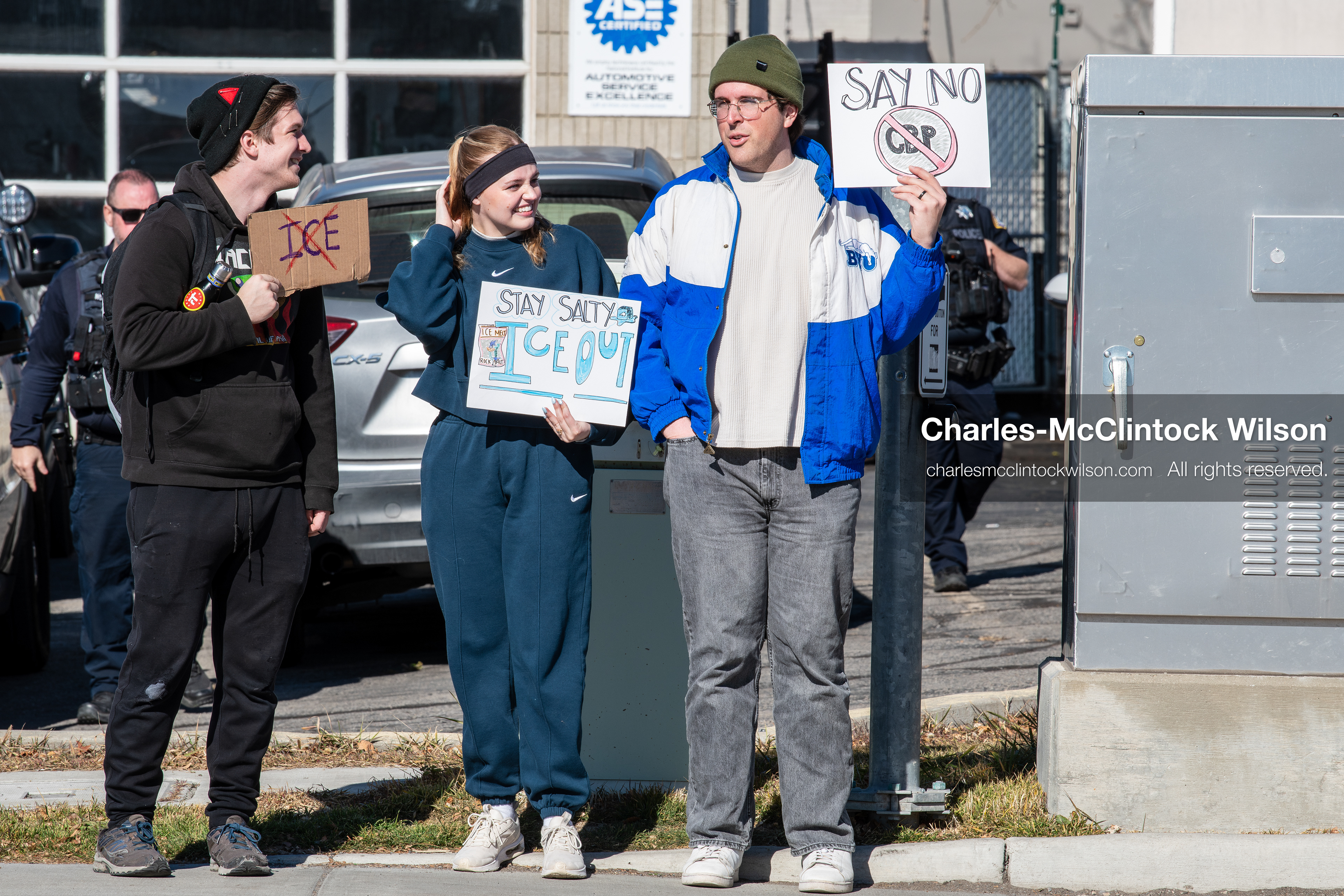February 5, 2026, Provo, Utah, USA: Students and community members gather near Brigham Young University in Provo to demonstrate against the presence of US Customs and Border Protection recruiters at a career fair held on the BYU campus. (Credit Image: © Charles McClintock Wilson/ZUMA Press Wire)