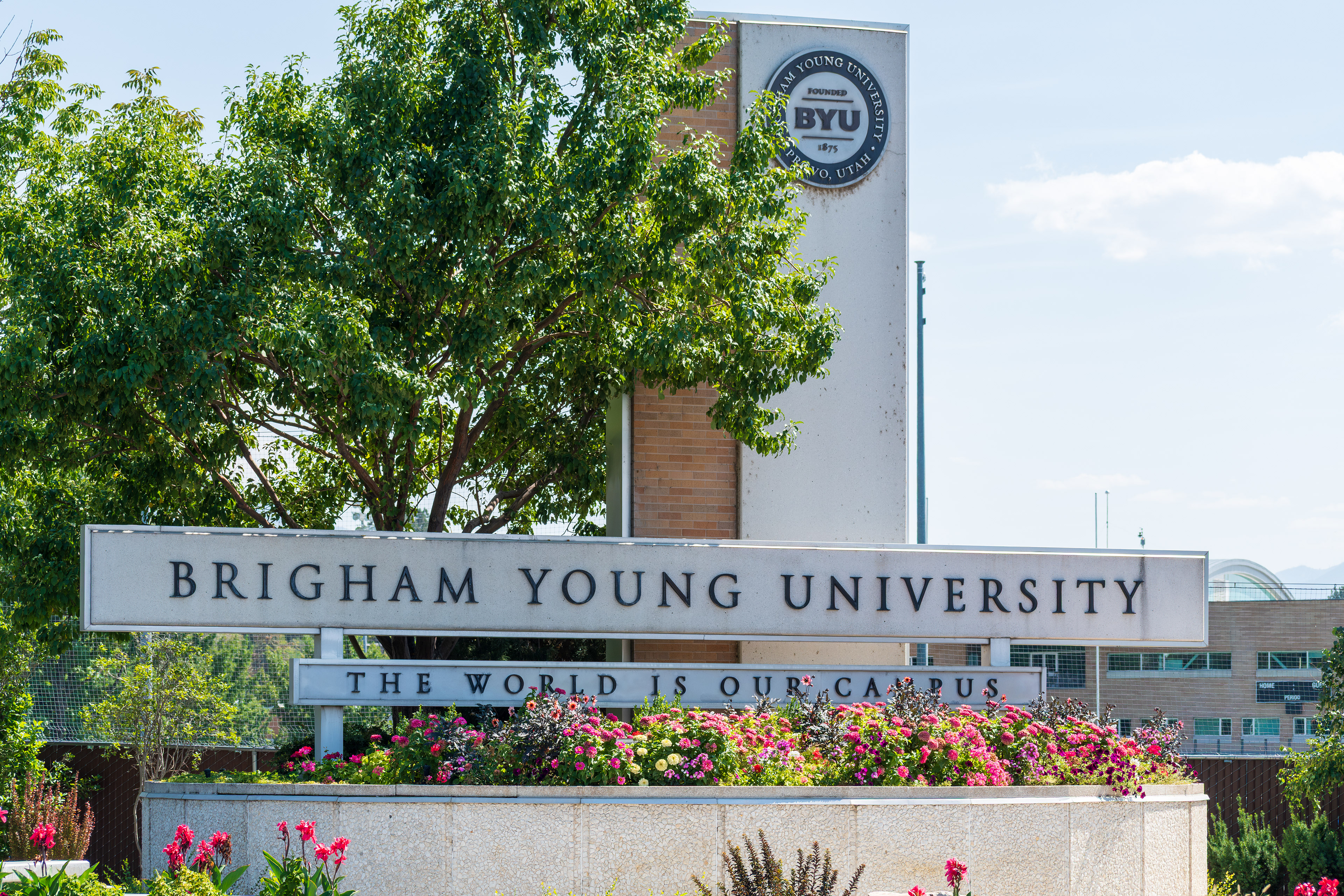Provo, Utah – September 1, 2025: Entrance to campus of Brigham Young University.