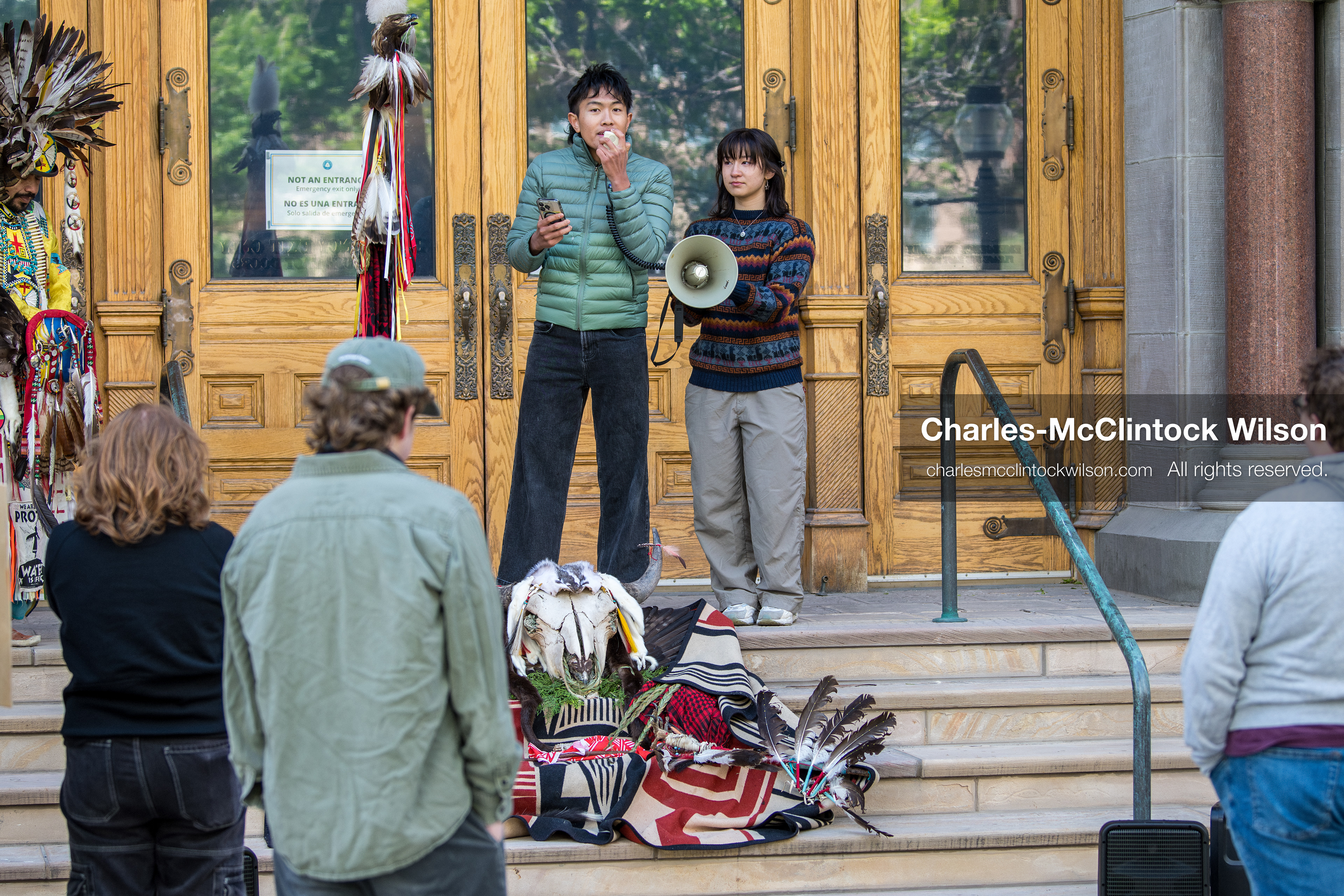 April 22, 2026, Salt Lake City, Utah, USA: Participants speak during an Earth Day event hosted by Sunrise University of Utah at the Salt Lake City and County Building. The gathering brought together students, community members, and speakers to highlight sustainability issues affecting Utah. (Credit Image: © Charles-McClintock Wilson/ZUMA Press Wire)