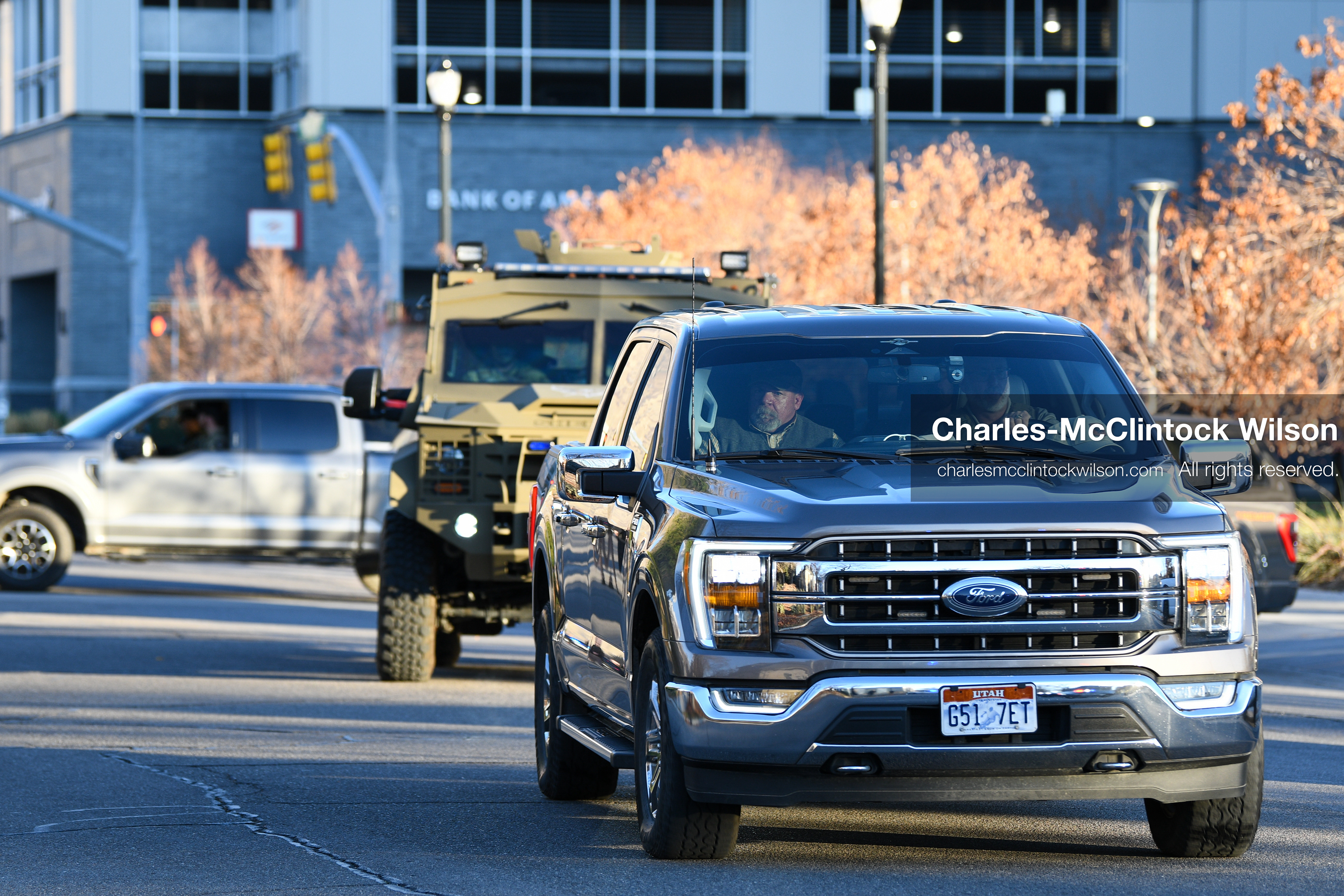 PROVO, UTAH, USA – DECEMBER 11, 2025: An armored vehicle operated by the Utah County Sheriff’s Office transports Tyler Robinson from the Fourth District Court in Provo following his first in‑person court appearance in the Charlie Kirk murder case. (Credit Image: © Charles‑McClintock Wilson/ZUMA Press Wire)
