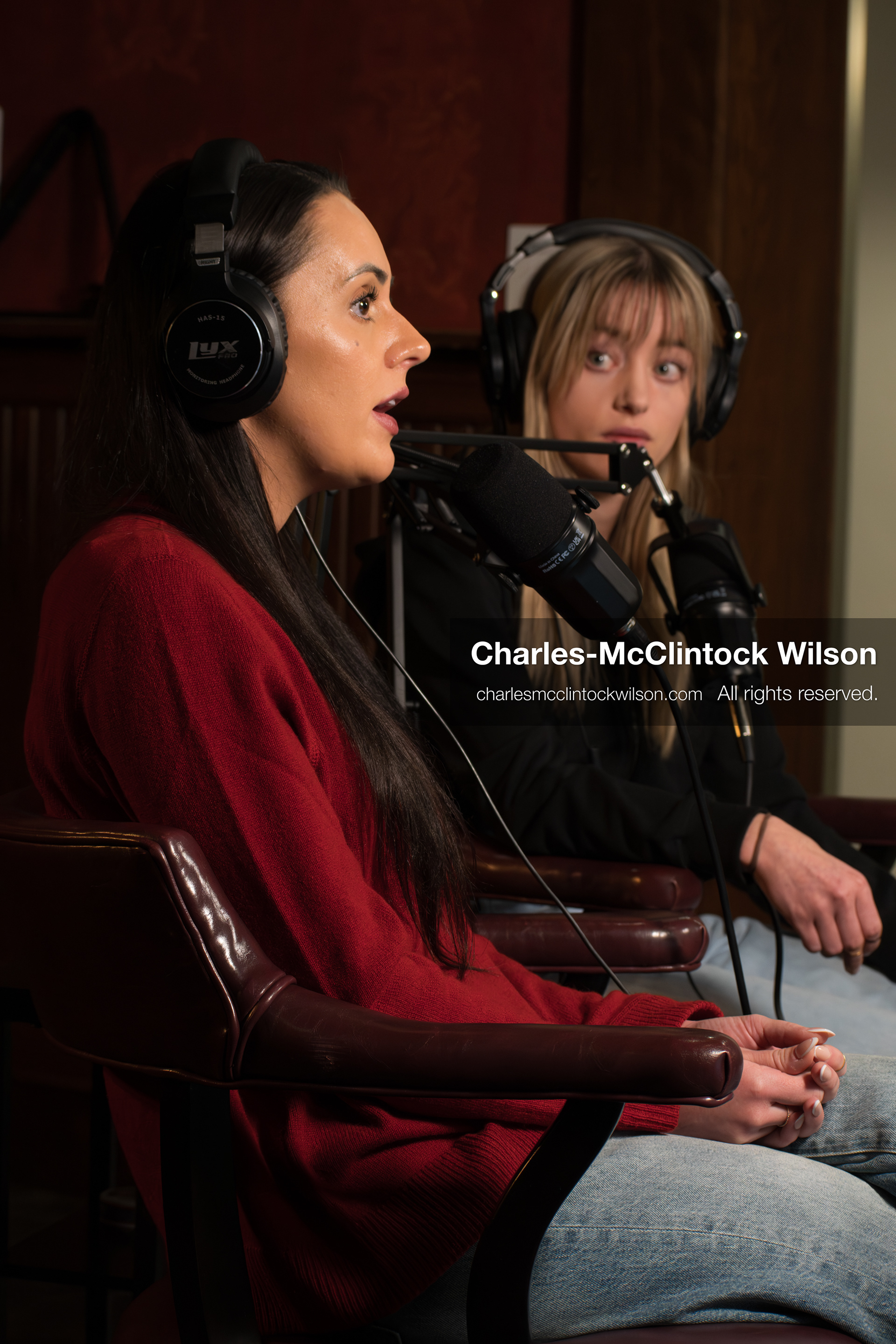 November 22, 2025 – Salt Lake City, Utah, USA: Brandi Siciliani and Billie Webb speak during the recording of an episode of The Brandi & Billie Show, an independent podcast known for its long-form commentary on politics, culture, and major world events. (Credit Image: © Charles‑McClintock Wilson)