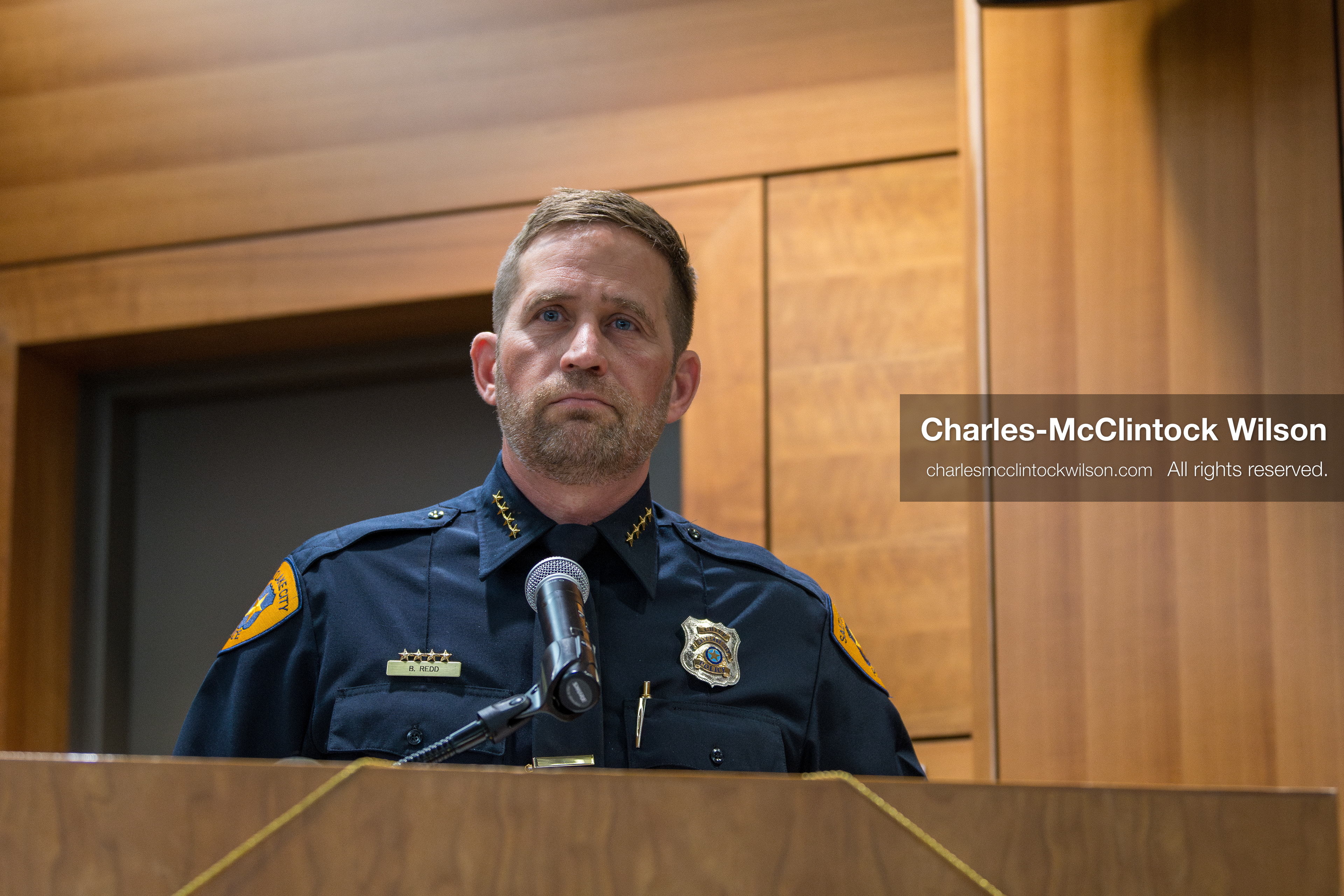 January 8, 2026, Salt Lake City, Utah, USA: Salt Lake City Police Chief BRIAN REDD speaks during a press conference at the Salt Lake City Public Safety Building in Salt Lake City, Utah, on Jan. 8, 2026. Officials provided updates on the investigation into the shooting outside an LDS meetinghouse on Redwood Road the previous night, where 38 year old Sione Vatuvei and 46 year old Vaea Tulikihihifo were killed and six others were wounded during a memorial service. Police said they have solid leads and are reviewing surveillance video and license plate reader data. (Credit Image: © Charles-McClintock Wilson/ZUMA Press Wire)