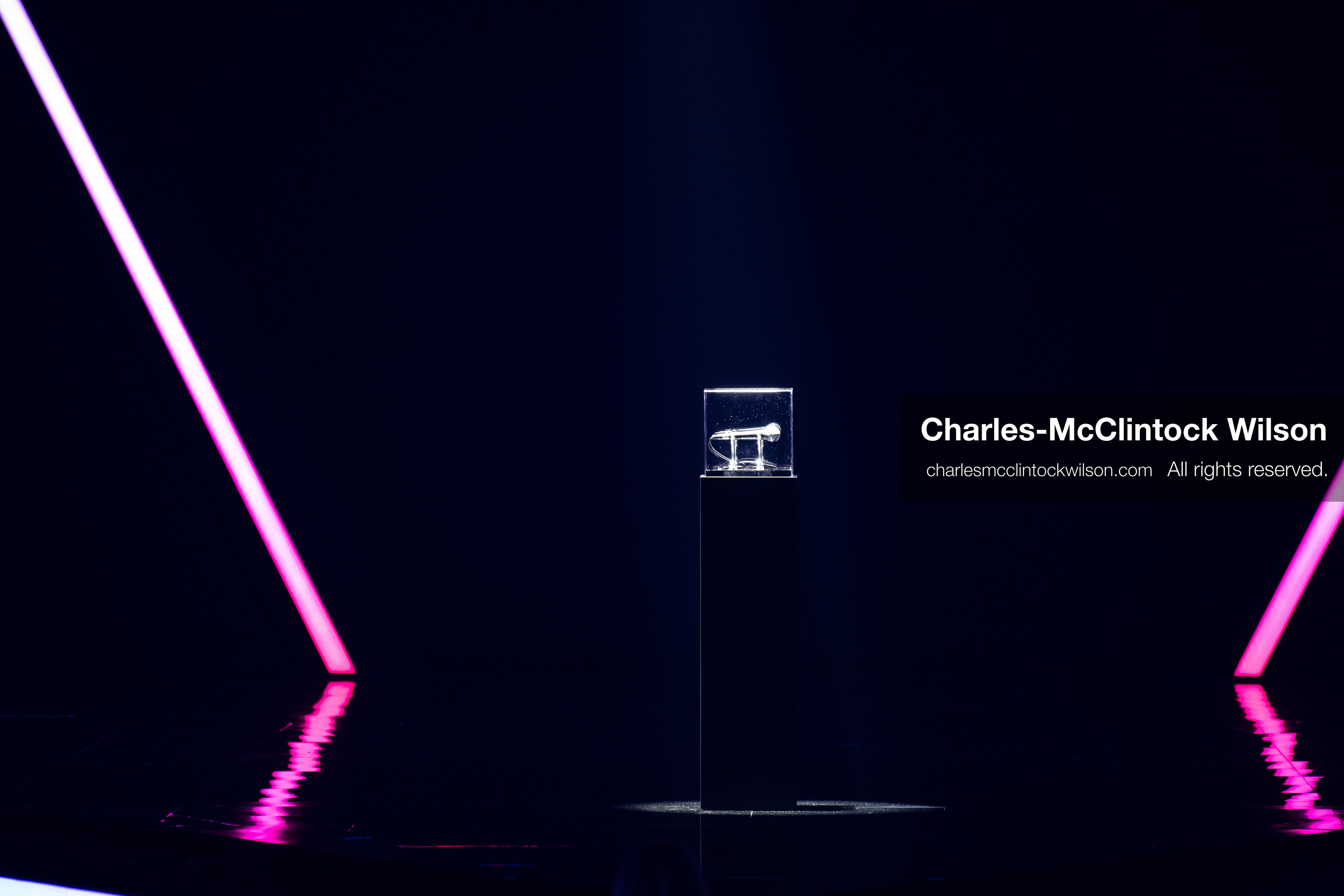 December 18, 2025, Phoenix, Arizona, USA: A lone microphone sits onstage in honor of Charlie Kirk during AmericaFest 2025 at the Phoenix Convention Center. (Credit Image: (c) Charles-McClintock Wilson/ZUMA Press Wire)