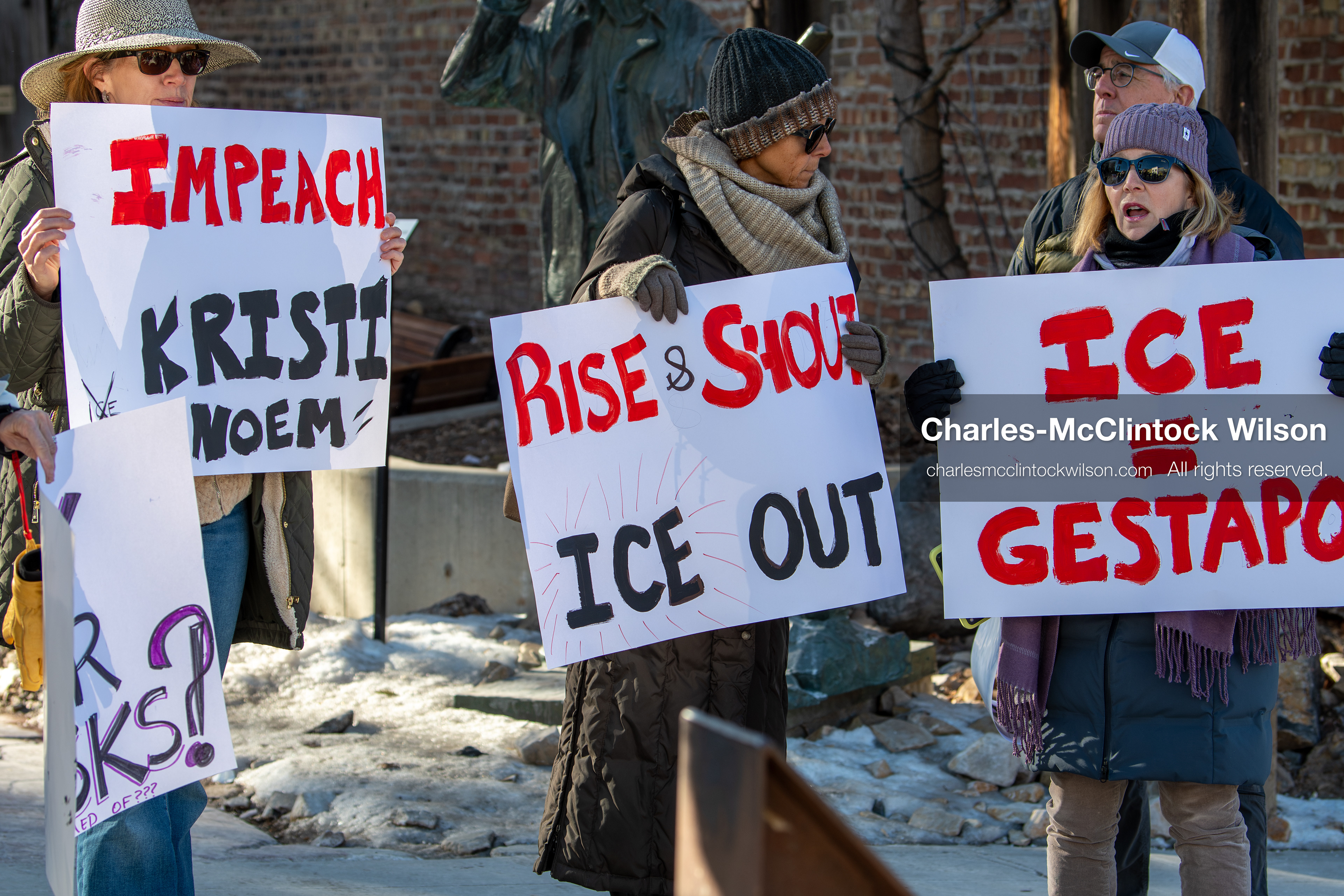 January 26, 2026, Park City, Utah, USA: Demonstrators gather on Main Street holding signs and American flags during a protest opposing U.S. Immigration and Customs Enforcement (I.C.E.) ICE agents at the Sundance Film Festival in Park City, Utah, on Monday, Jan. 26, 2026. The event was held in response to the fatal shooting of Alex Pretti by a U.S. Border Patrol officer in Minneapolis. (Credit Image: © Charles McClintock Wilson/ZUMA Press Wire)