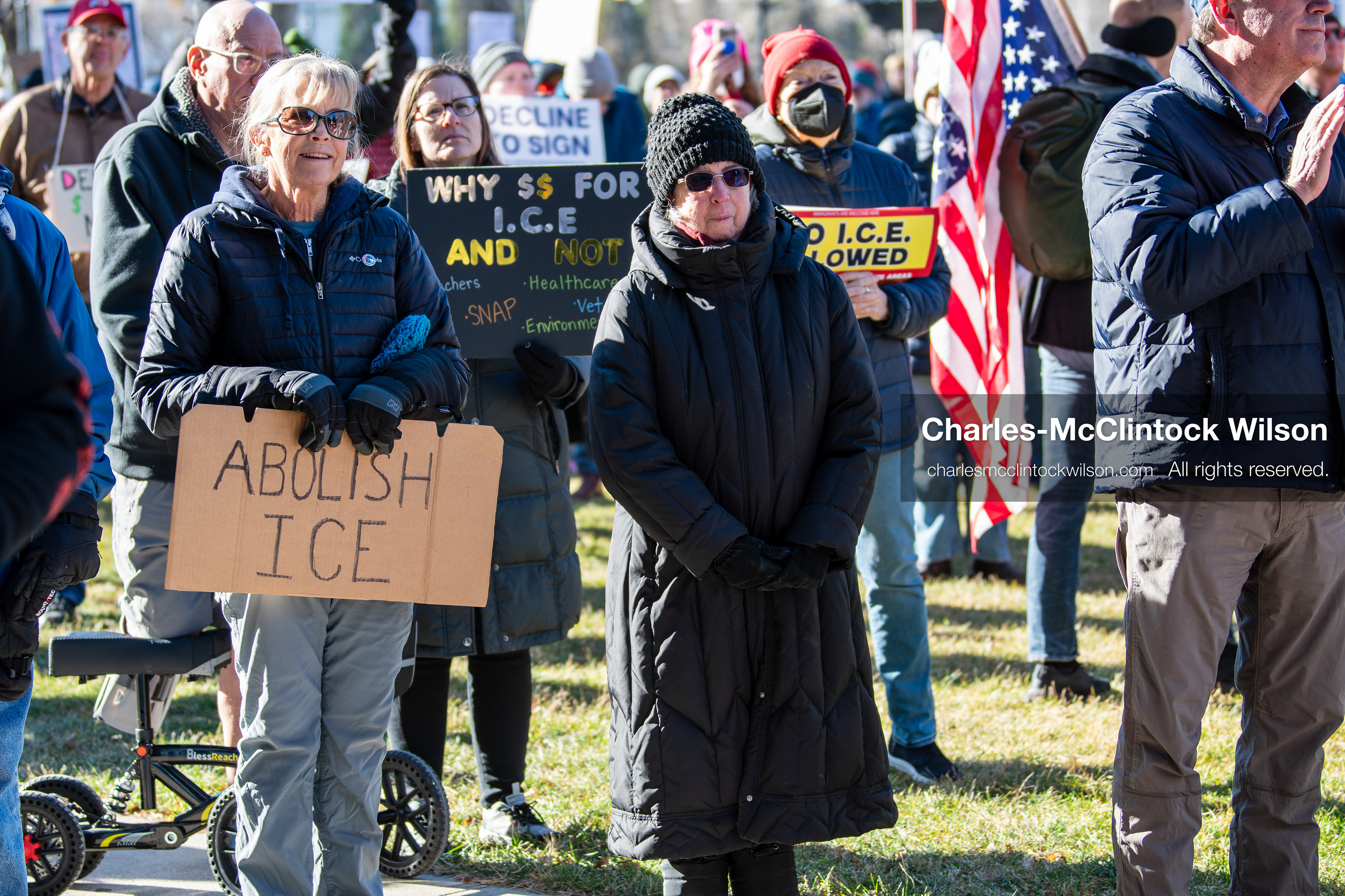January 10, 2026, Salt Lake City, Utah, USA: Crowd of demonstrators gathered at Washington Square Park during the ICE Out for Good protest in Salt Lake City, Utah, on January 10, 2026, a demonstration against ICE and calling for justice for Renee Nicole Good. (Credit Image: © Charles-McClintock Wilson/ZUMA Press Wire)