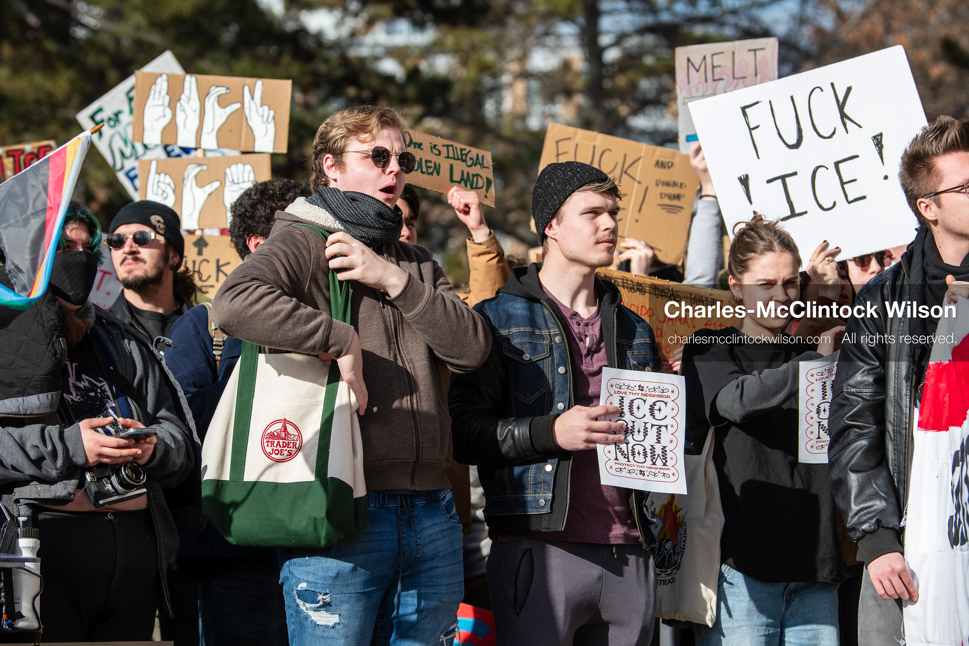 January 30, 2026, Salt Lake City, Utah, USA: Demonstrators march through downtown Salt Lake City during an anti‑ICE protest, part of a nationwide response to immigration enforcement policies. (Credit Image: © Charles‑McClintock Wilson/ZUMA Press Wire)