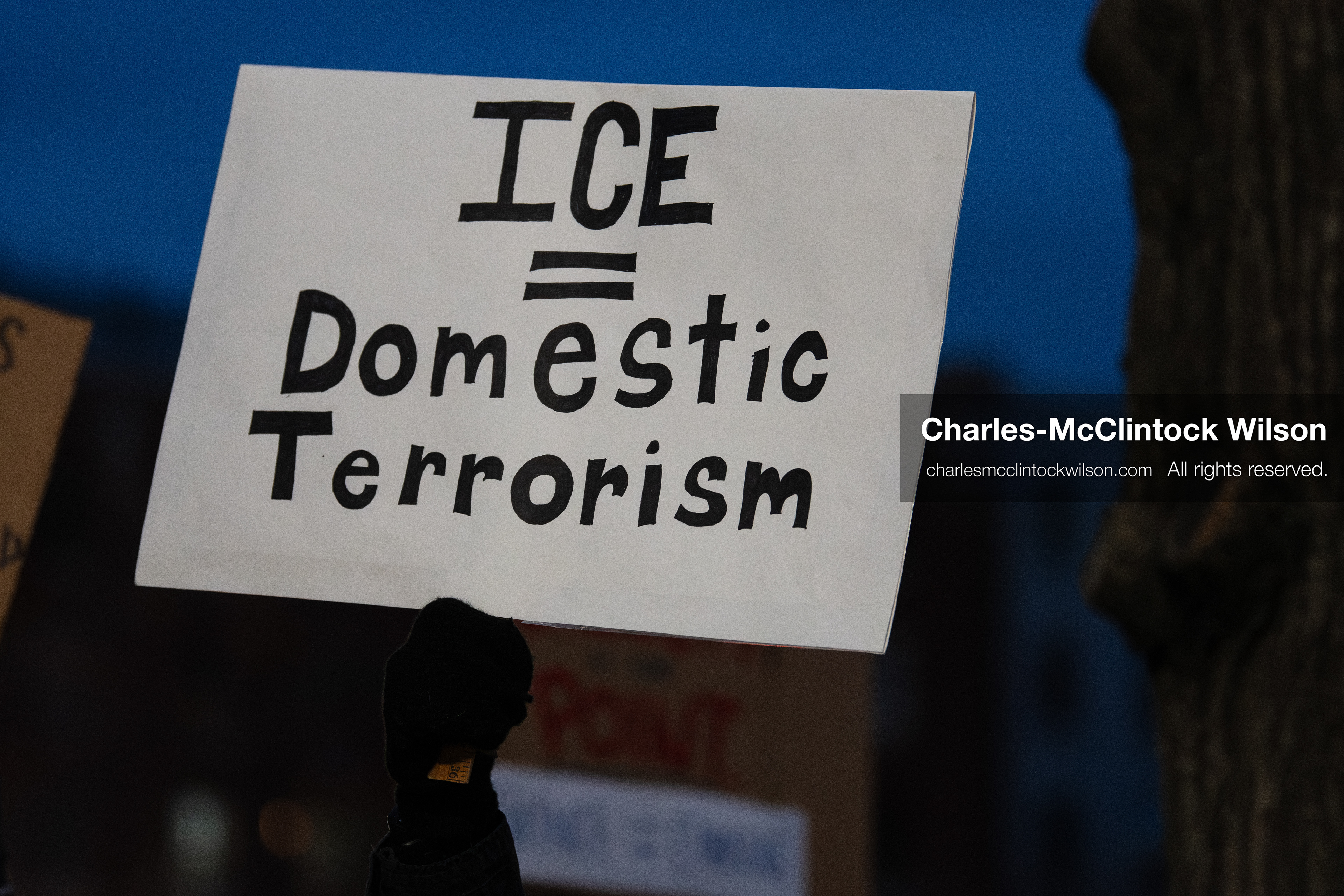 January 8, 2026, Salt Lake City, Utah, USA: A demonstrator holds a sign during an anti ICE protest at Pioneer Park in Salt Lake City Utah on Jan 8 2026. The rally followed the death of Renee Nicole Good a Minneapolis woman who was fatally shot during an encounter with immigration authorities and drew hundreds calling for accountability and changes to enforcement practices. (Credit Image: © Charles-McClintock Wilson/ZUMA Press Wire)