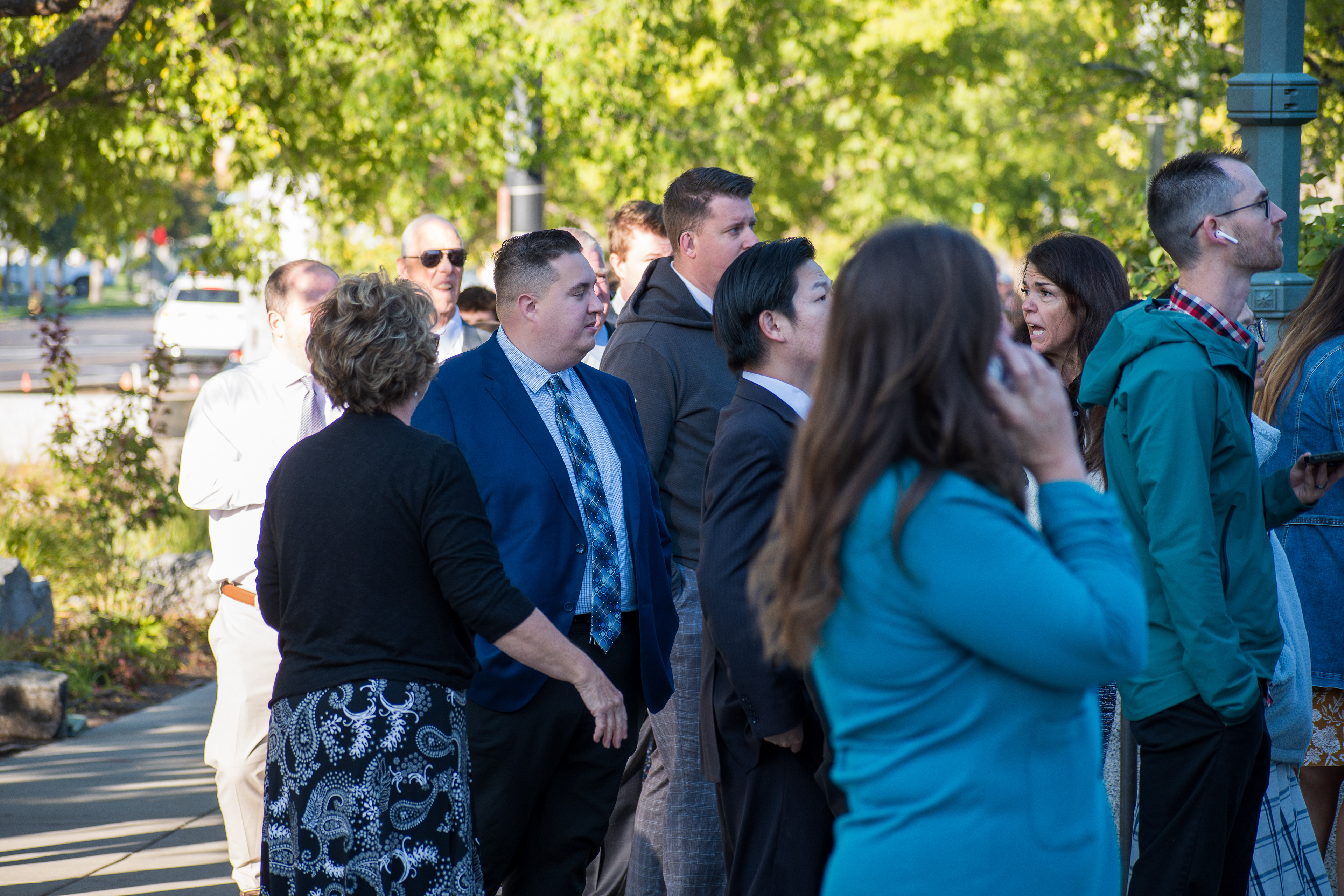 October 6, 2025, Salt Lake City, Utah, USA: People wait in line outside the Conference Center during the public viewing for RUSSELL M. NELSON, the 17th president of the Church of Jesus Christ of Latter-day Saints. Nelson died at his home in Salt Lake City, Utah, on September 27, 2025, at the age of 101. (Credit Image: © Charles-McClintock Wilson/ZUMA Press Wire)
