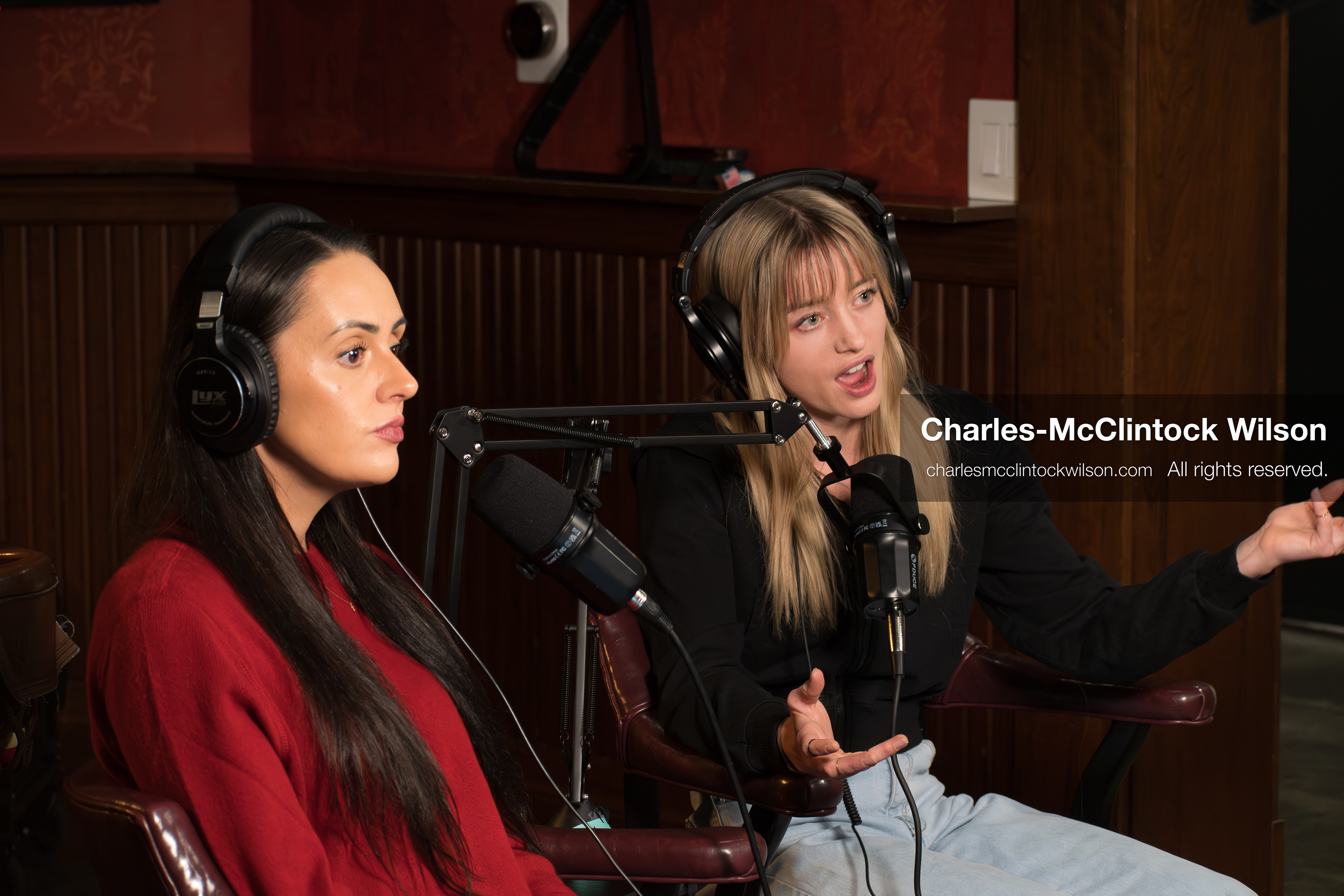 November 22, 2025 – Salt Lake City, Utah, USA: Brandi Siciliani and Billie Webb speak during the recording of an episode of The Brandi & Billie Show, an independent podcast known for its long-form commentary on politics, culture, and major world events. (Credit Image: © Charles‑McClintock Wilson)