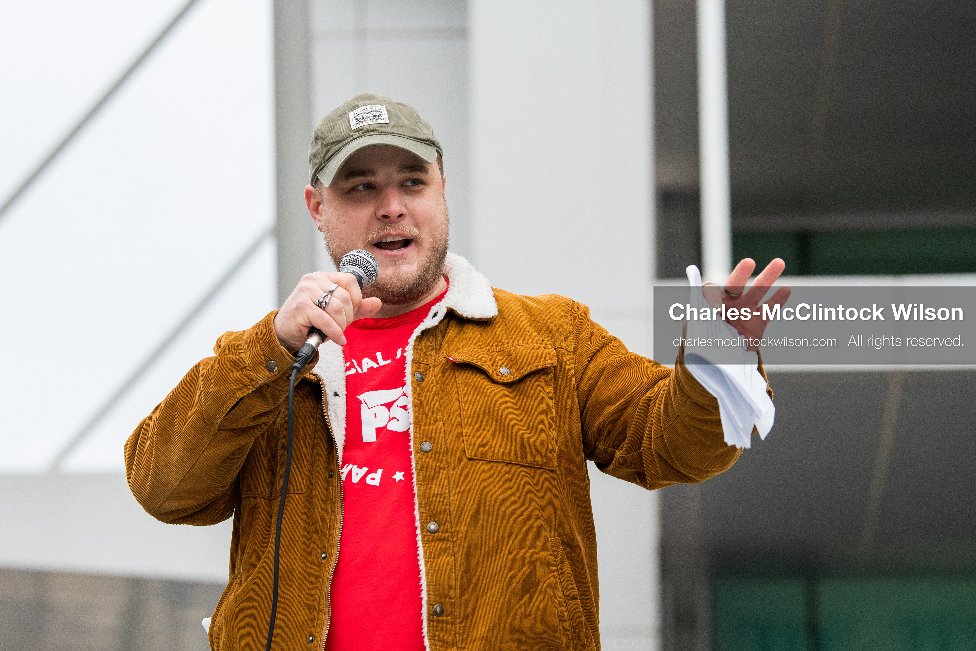January 3, 2026, Salt Lake City, Utah, USA: A speaker addresses demonstrators during a protest against US military action in Venezuela outside the Wallace Federal Building in Salt Lake City, Utah. The protest was part of a nationwide mobilization opposing airstrikes and foreign intervention. (Credit Image: (c) Charles‑McClintock Wilson/ZUMA Press Wire)