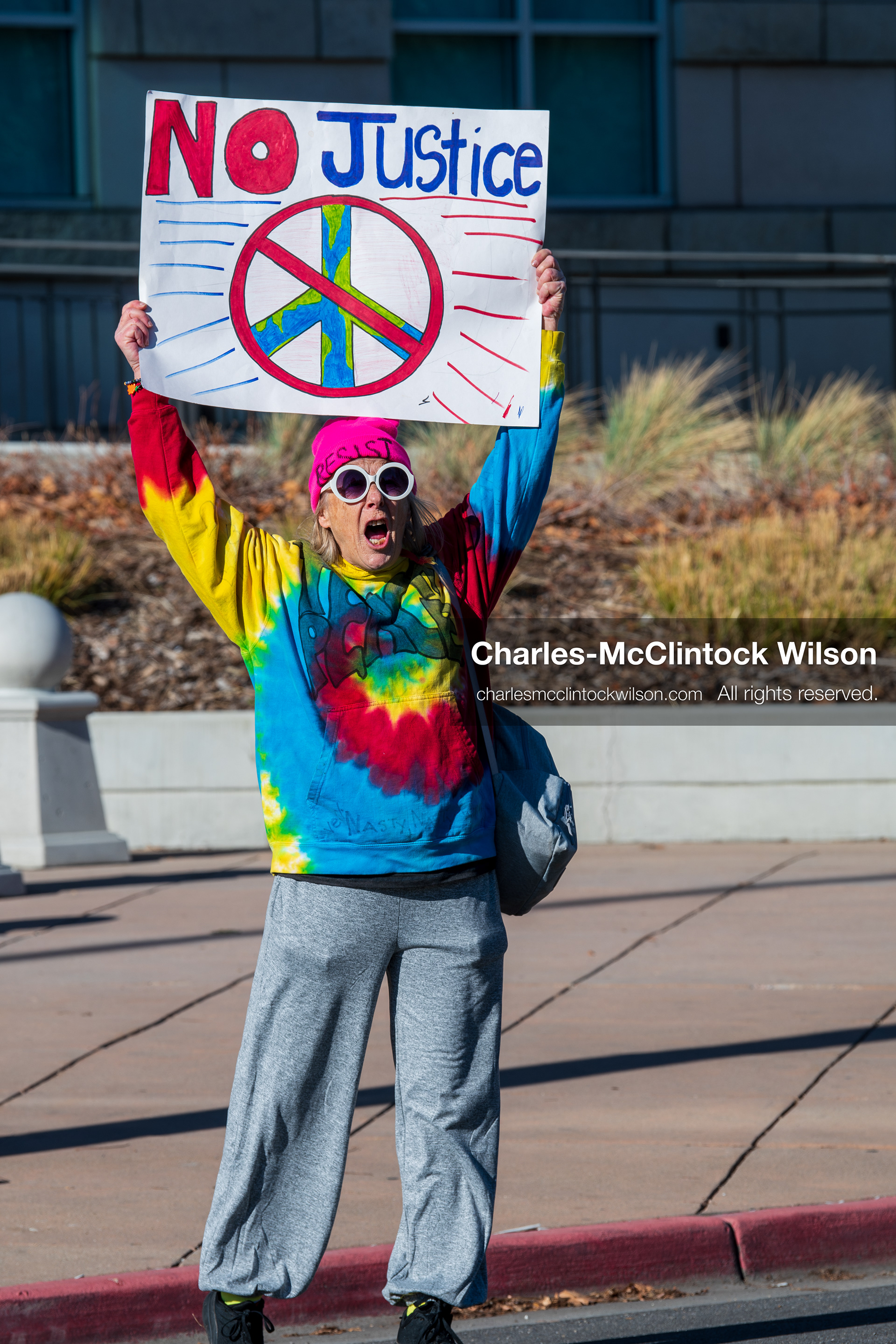 Salt Lake City, Utah, January 10, 2026: A protester holds a sign outside the Scott M. Matheson Courthouse during the ICE Out for Good protest, a demonstration calling for justice for Renee Nicole Good. (Credit Image: © Charles‑McClintock Wilson/ZUMA Press Wire)