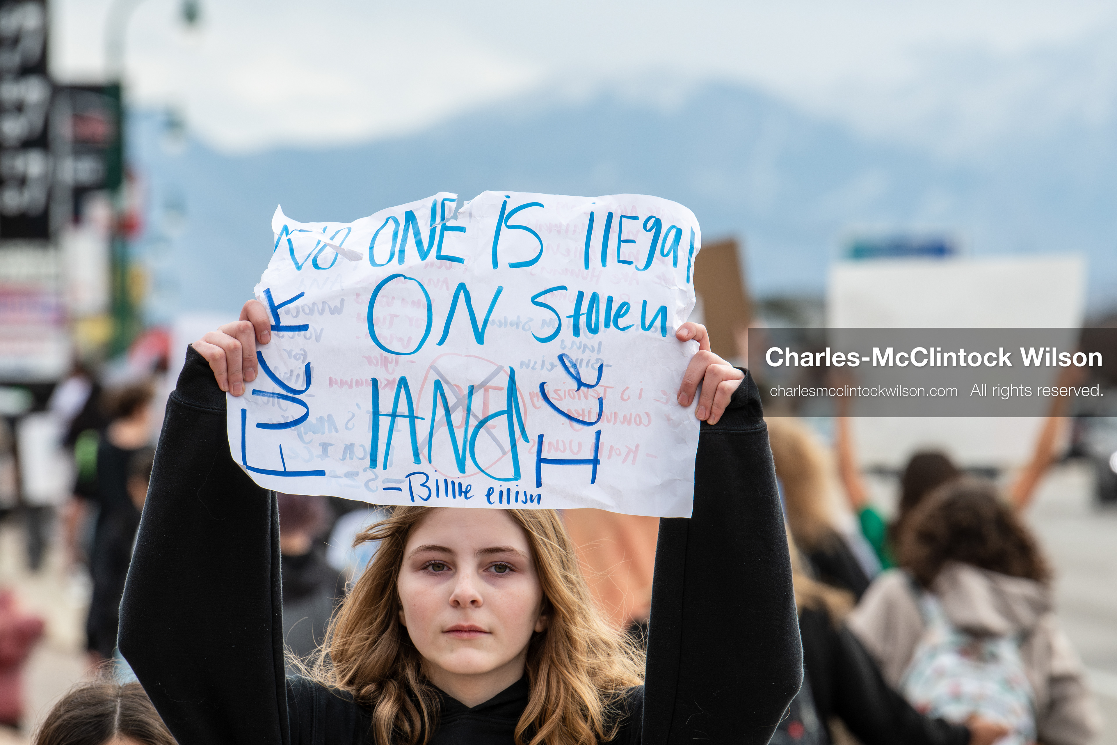 February 11, 2026, Orem, Utah, USA: A student stands along State Street during a student‑led protest involving participants from multiple Orem schools. (Credit Image: © Charles‑McClintock Wilson/ZUMA Press Wire)