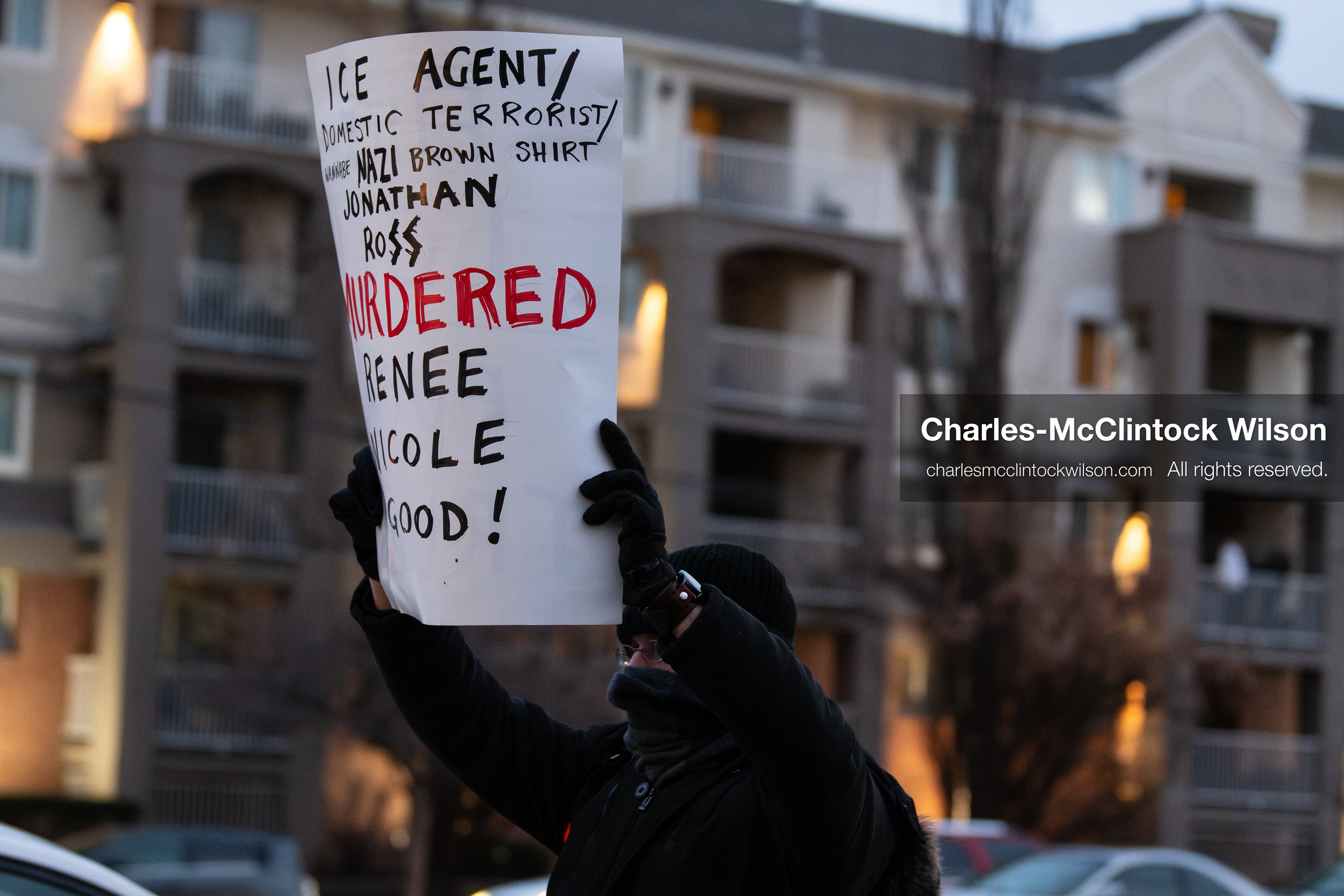 January 8, 2026, Salt Lake City, Utah, USA: A demonstrator holds a sign during an anti ICE protest at Pioneer Park in Salt Lake City Utah on Jan 8 2026. The rally followed the death of Renee Nicole Good a Minneapolis woman who was fatally shot during an encounter with immigration authorities and drew hundreds calling for accountability and changes to enforcement practices. (Credit Image: © Charles-McClintock Wilson/ZUMA Press Wire)