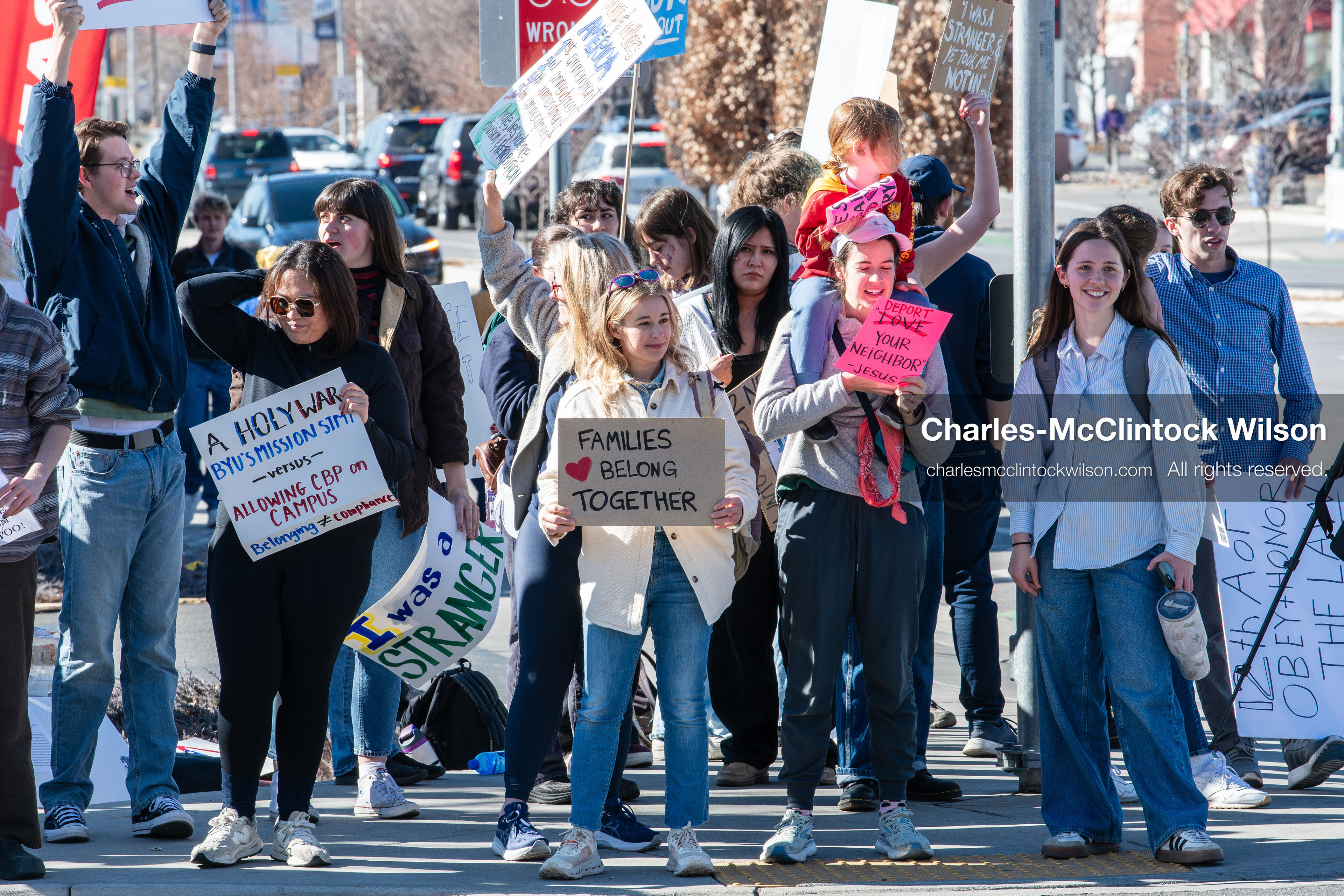 February 5, 2026, Provo, Utah, USA: Students and community members gather near Brigham Young University in Provo to demonstrate against the presence of US Customs and Border Protection recruiters at a career fair held on the BYU campus. (Credit Image: © Charles McClintock Wilson/ZUMA Press Wire)