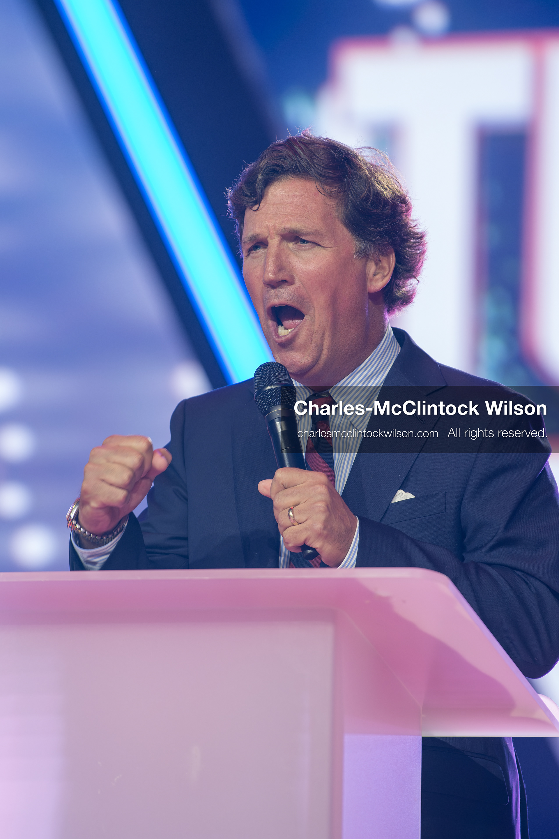 December 18, 2025, Phoenix, Arizona, USA: Tucker Carlson speaks on Day One of Turning Point USA’s AmericaFest 2025 at the Phoenix Convention Center in Phoenix, Arizona.   (Credit Image: © Charles‑McClintock Wilson/ZUMA Press Wire)