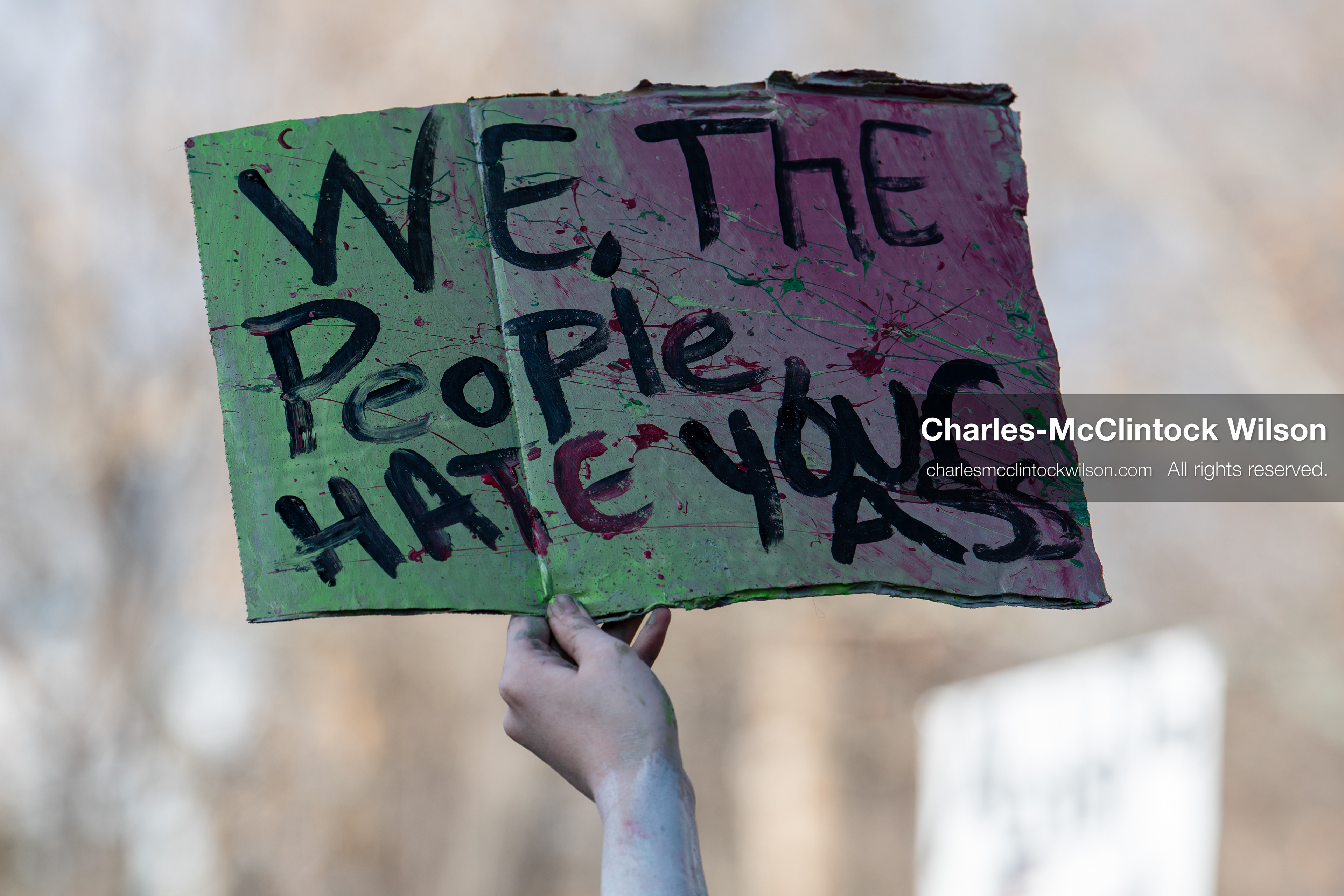 January 30, 2026, Salt Lake City, Utah, USA: A demonstrator holds a sign during an anti‑ICE protest in Salt Lake City, part of a nationwide response to immigration enforcement policies. (Credit Image: © Charles‑McClintock Wilson/ZUMA Press Wire)