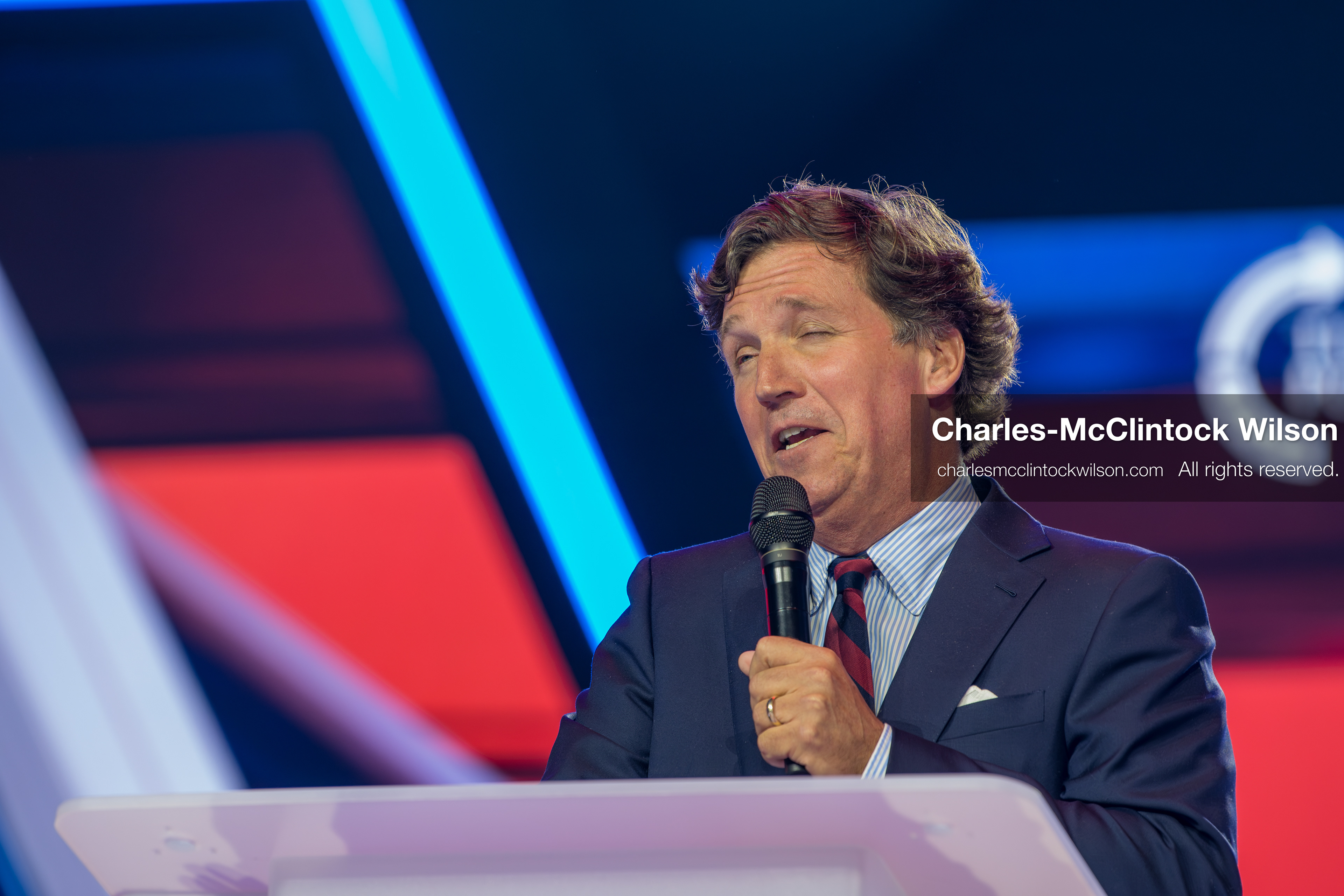 December 18, 2025, Phoenix, Arizona, USA: Tucker Carlson speaks on Day One of Turning Point USA’s AmericaFest 2025 at the Phoenix Convention Center in Phoenix, Arizona.   (Credit Image: © Charles‑McClintock Wilson/ZUMA Press Wire)