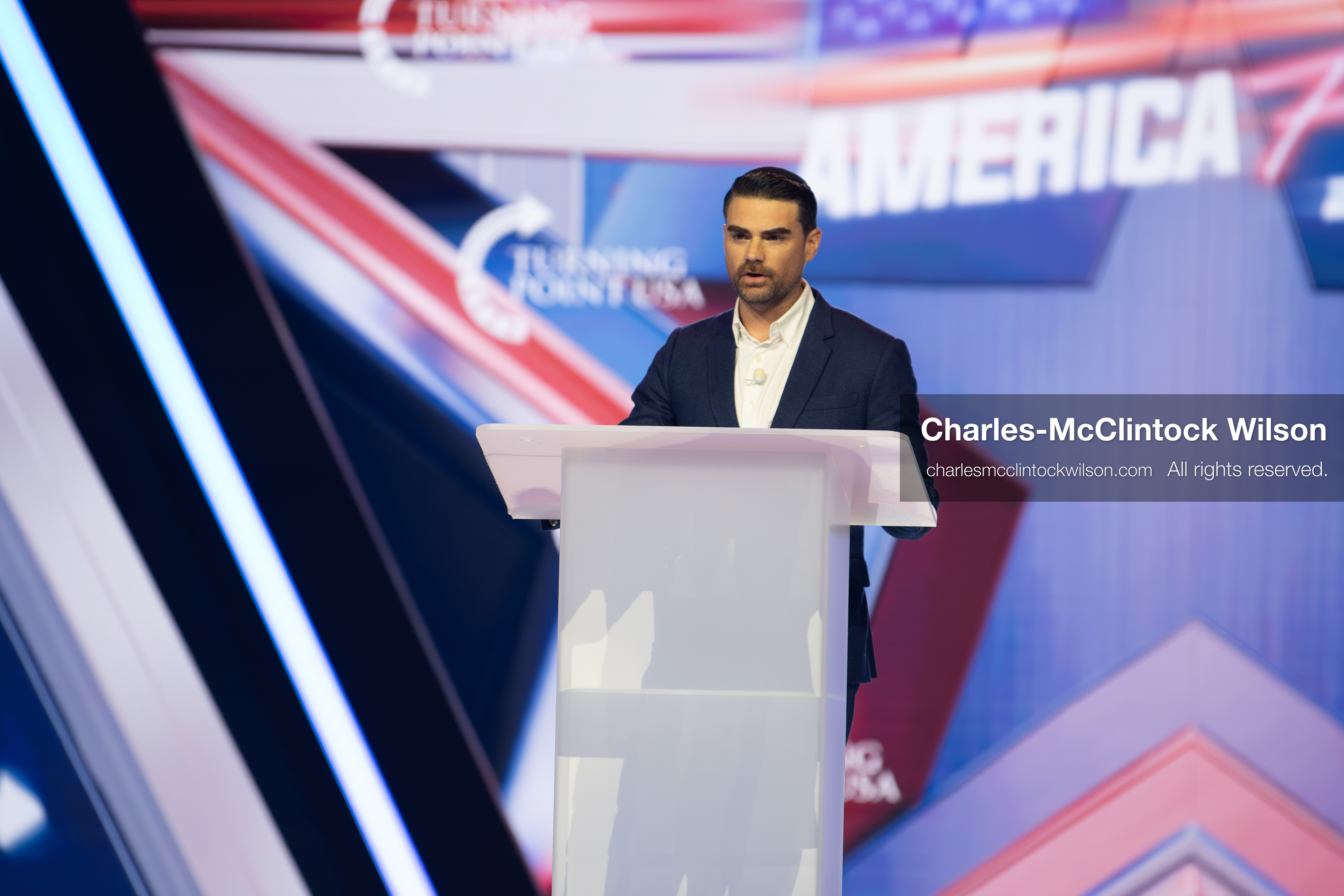 December 18, 2025, Phoenix, Arizona, USA: Ben Shapiro speaks during Day One of Turning Point USA’s AmericaFest 2025 at the Phoenix Convention Center in Phoenix, Arizona.   (Credit Image: © Charles‑McClintock Wilson/ZUMA Press Wire)