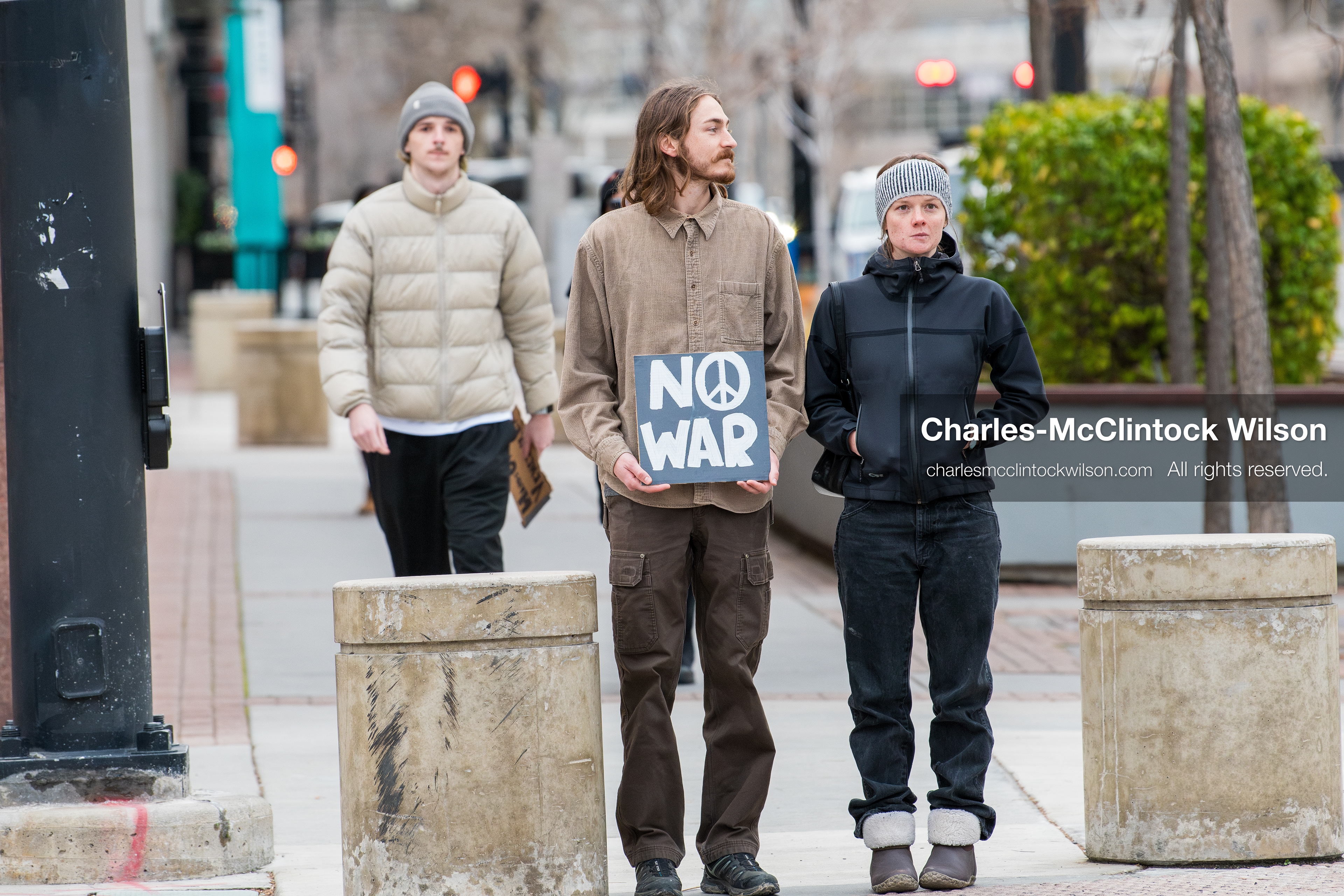 January 3, 2026, Salt Lake City, Utah, USA: A protester holds a sign during a demonstration against US action in Venezuela outside the Wallace Federal Building in Salt Lake City, Utah. The protest was part of a nationwide mobilization responding to recent military developments. (Credit Image: (c) Charles‑McClintock Wilson/ZUMA Press Wire)