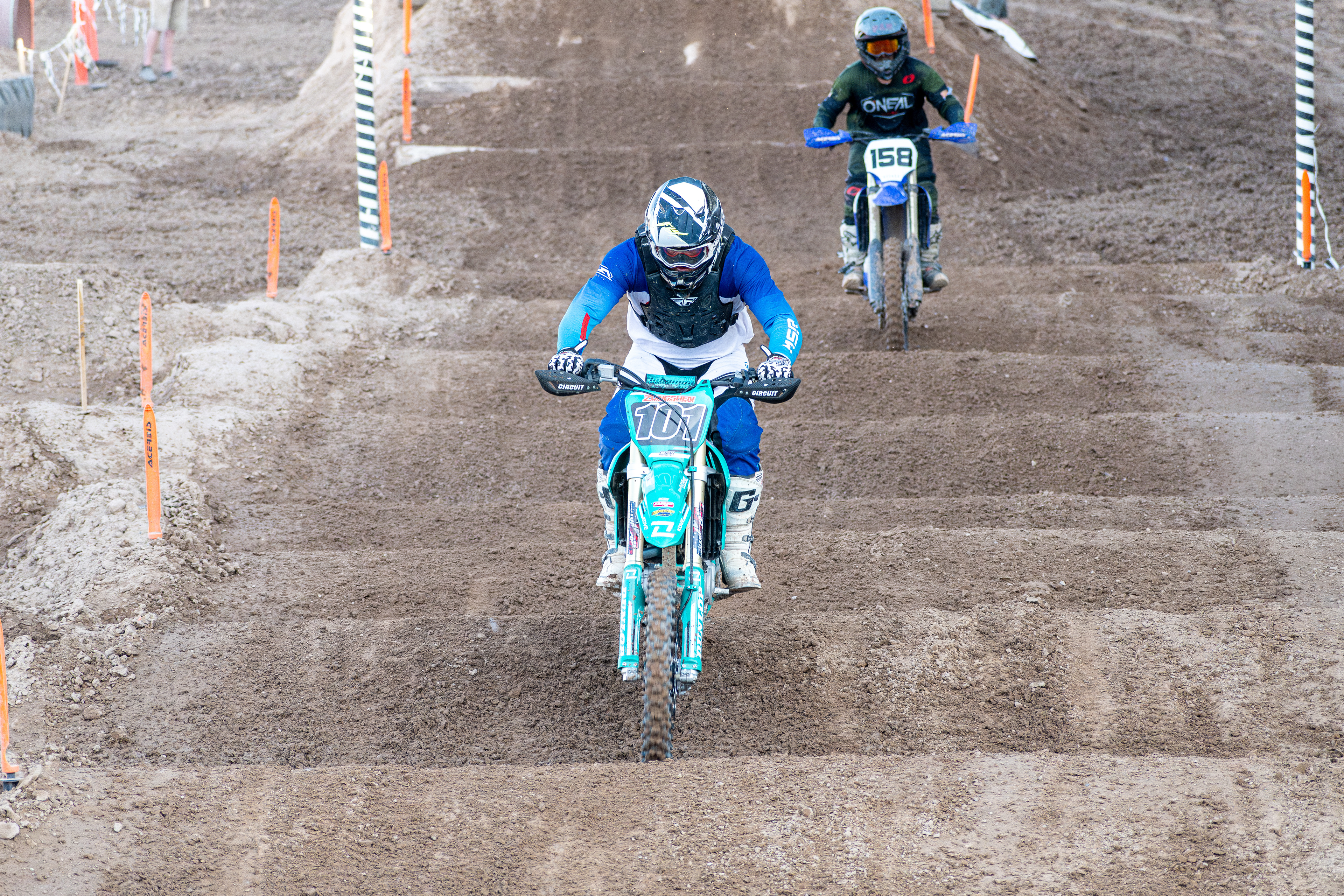 Nephi, Utah – June 28, 2025: A motocross rider competes during the Juab Xtreme Racing event at Juab County Fairgrounds.