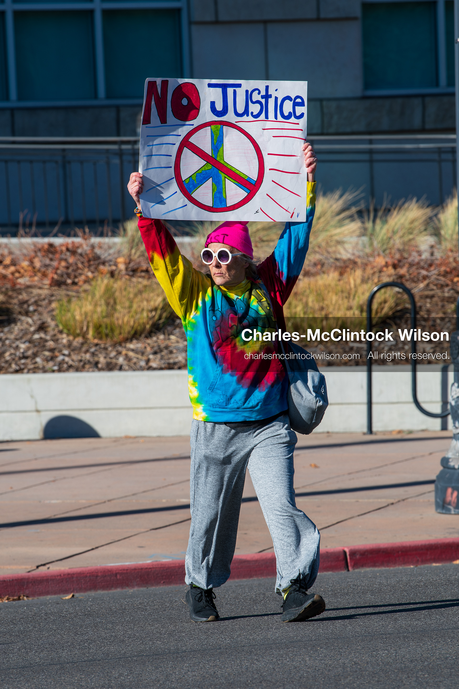 Salt Lake City, Utah, January 10, 2026: A protester holds a sign outside the Scott M. Matheson Courthouse during the ICE Out for Good protest, a demonstration calling for justice for Renee Nicole Good. (Credit Image: © Charles‑McClintock Wilson/ZUMA Press Wire)