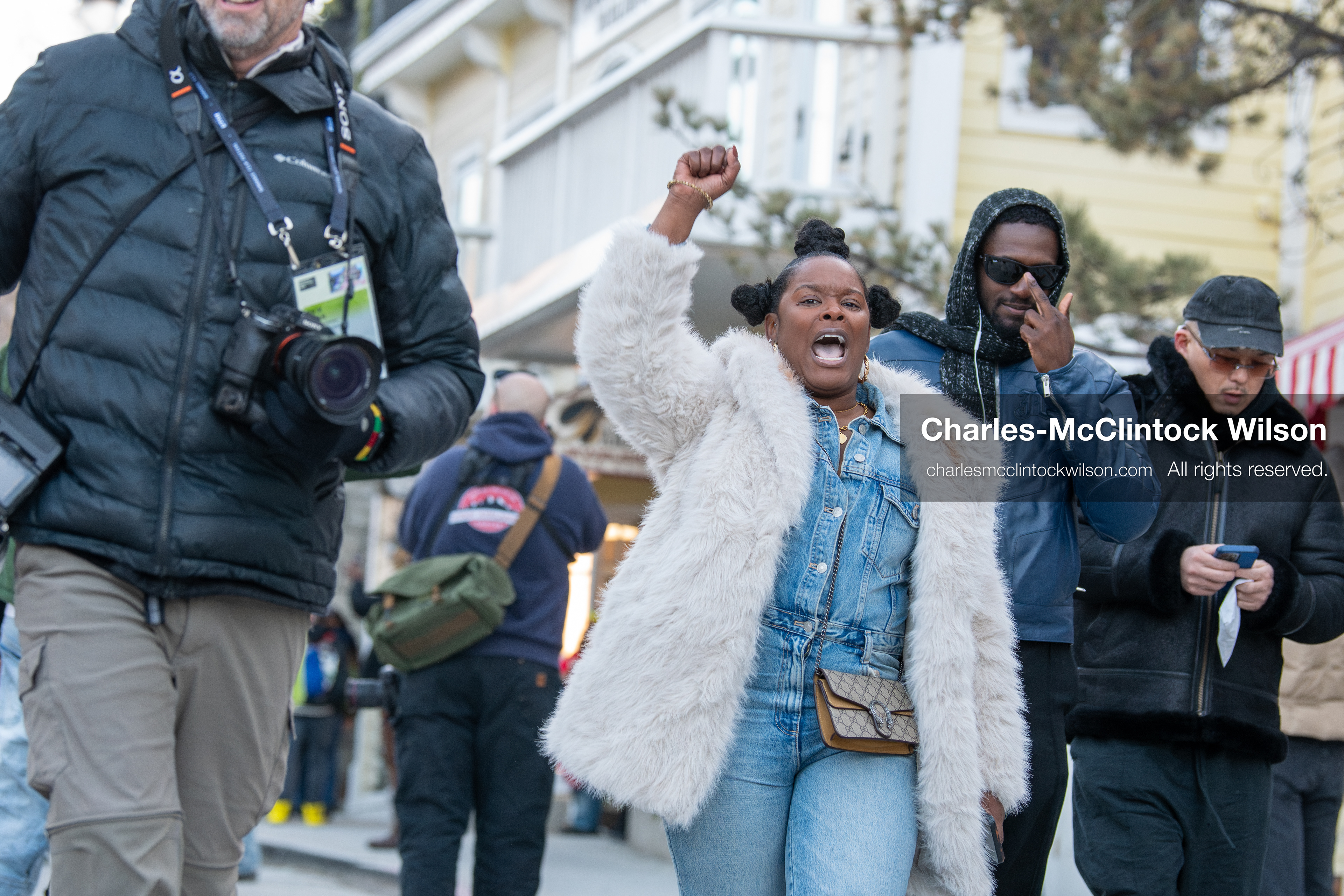 January 26, 2026, Park City, Utah, USA: Demonstrators march through Main Street holding signs during a protest opposing U.S. Immigration and Customs Enforcement (I.C.E.) ICE agents at the Sundance Film Festival in Park City, Utah, on Monday, Jan. 26, 2026. The event was held in response to the fatal shooting of Alex Pretti by a U.S. Border Patrol officer in Minneapolis. (Credit Image: © Charles McClintock Wilson/ZUMA Press Wire)