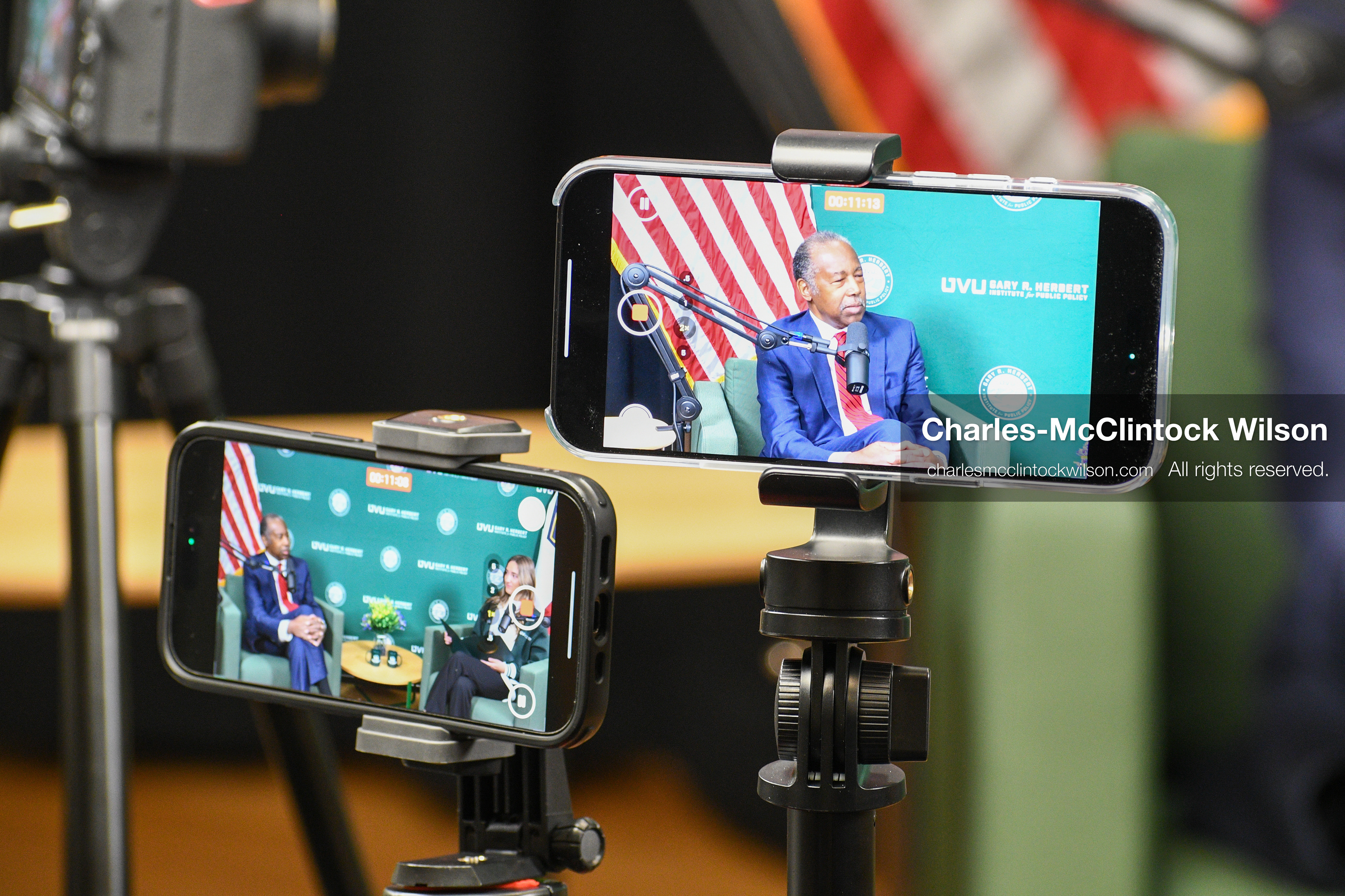 November 5, 2025, Orem, Utah, USA: Dr. Ben Carson, former U.S. Secretary of Housing and Urban Development and 2016 Republican presidential candidate, speaks with members of the press ahead of a public event hosted by the Gary R. Herbert Institute at Utah Valley University in Orem, Utah, on Nov. 5, 2025. (Credit Image: © Charles-McClintock Wilson/ZUMA Press Wire)