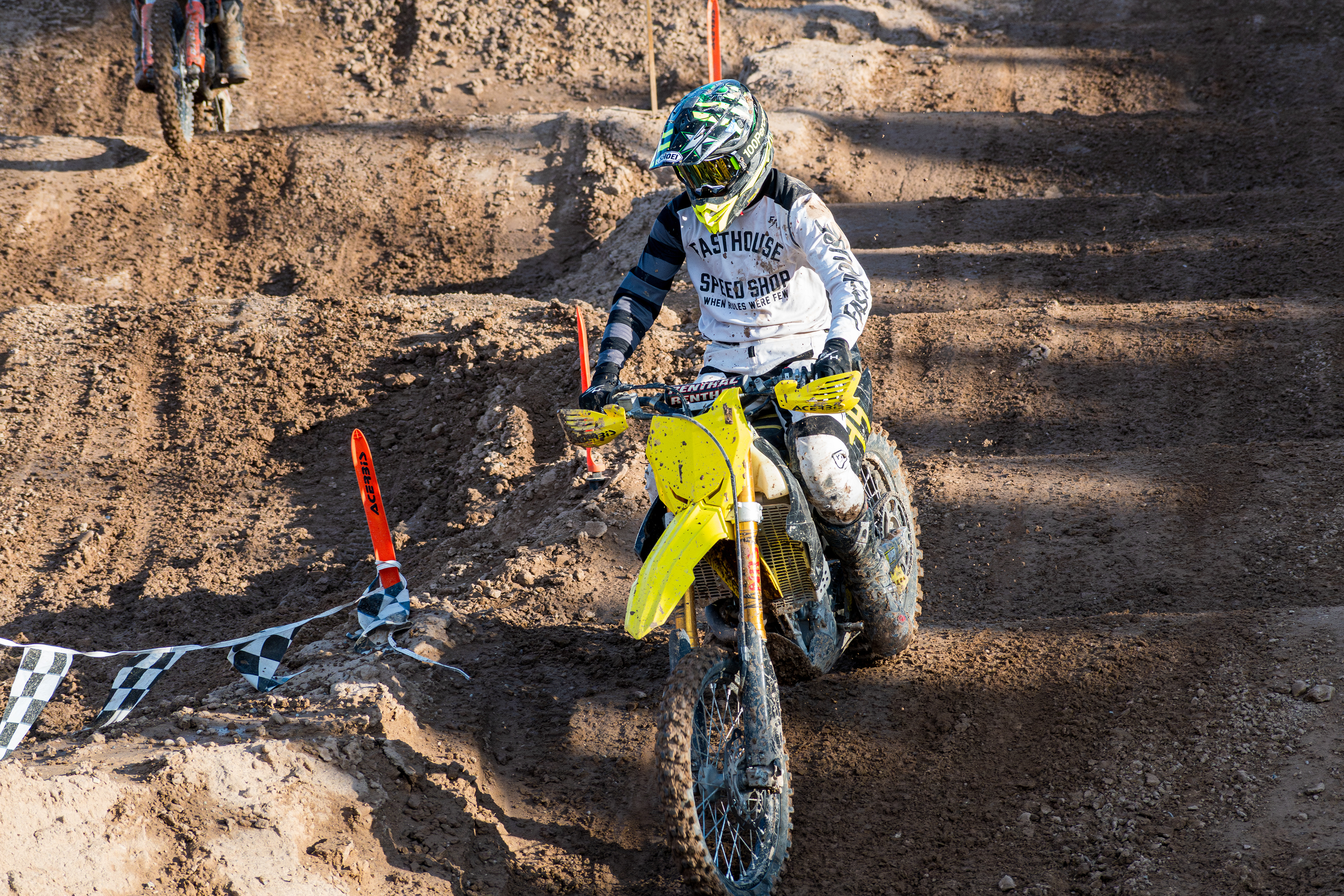 Nephi, Utah – June 28, 2025: A motocross rider competes during the Juab Xtreme Racing event at Juab County Fairgrounds.