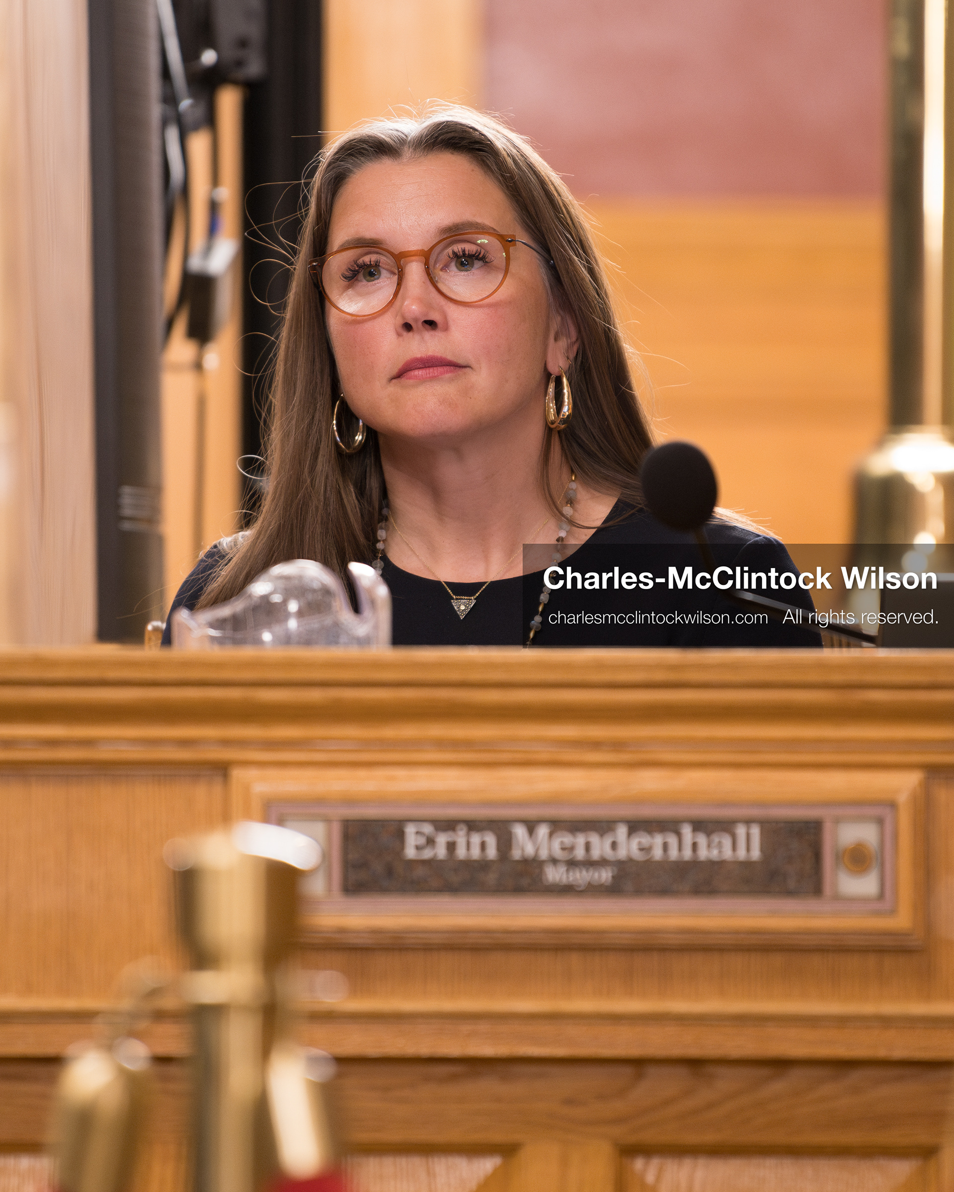 May 5, 2026, Salt Lake City, Utah, USA: Salt Lake City Mayor ERIN MENDENHALL listens during the Salt Lake City Council's formal meeting in Salt Lake City on Tuesday, May 5, 2026. The meeting included public hearings on a proposed camping and public property ordinance. (Credit Image: © Charles McClintock Wilson/ZUMA Press Wire)