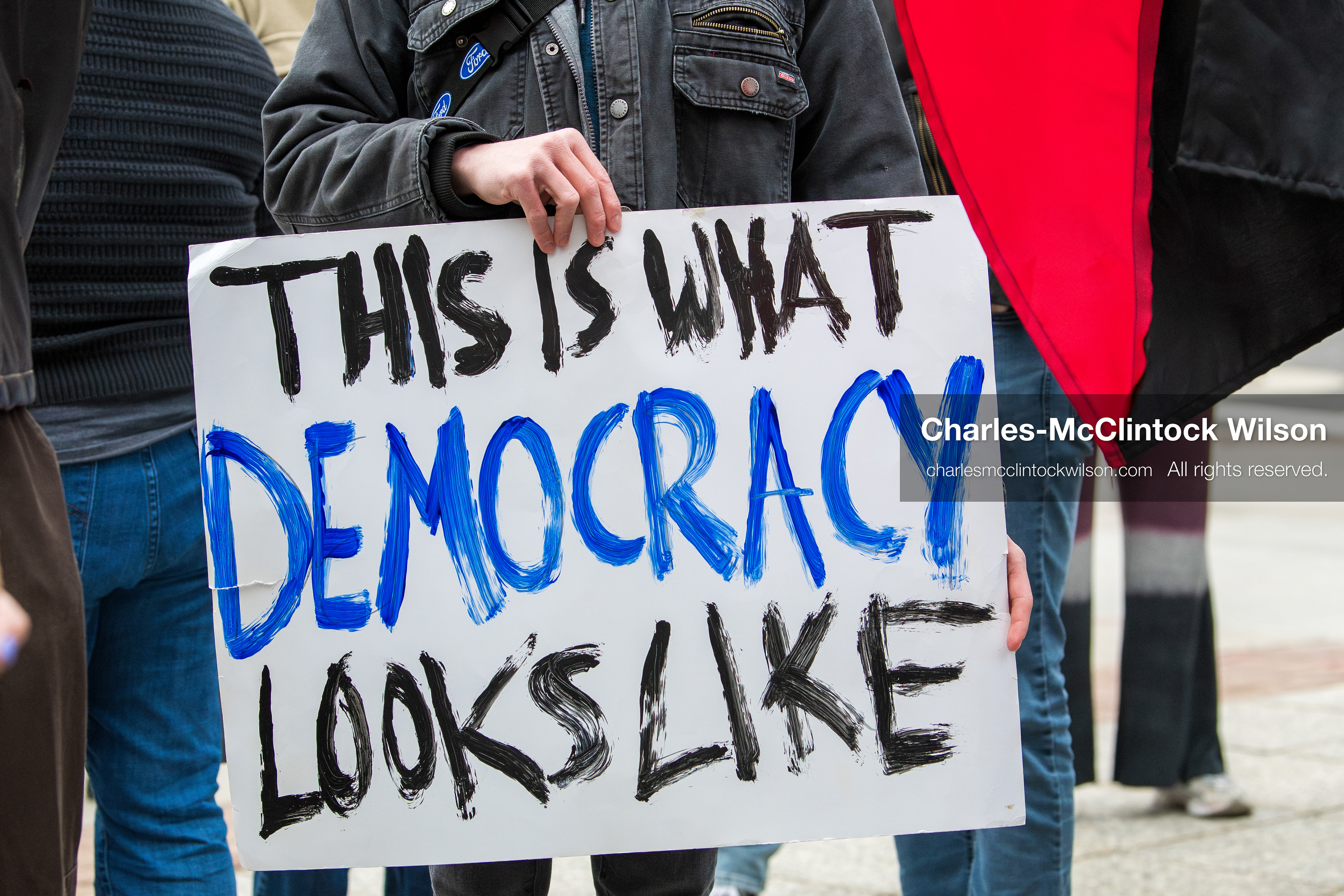 January 3, 2026, Salt Lake City, Utah, USA: A protester holds a sign during a demonstration against US action in Venezuela outside the Wallace Federal Building in Salt Lake City, Utah. The protest was part of a nationwide mobilization responding to recent military developments. (Credit Image: (c) Charles‑McClintock Wilson/ZUMA Press Wire)