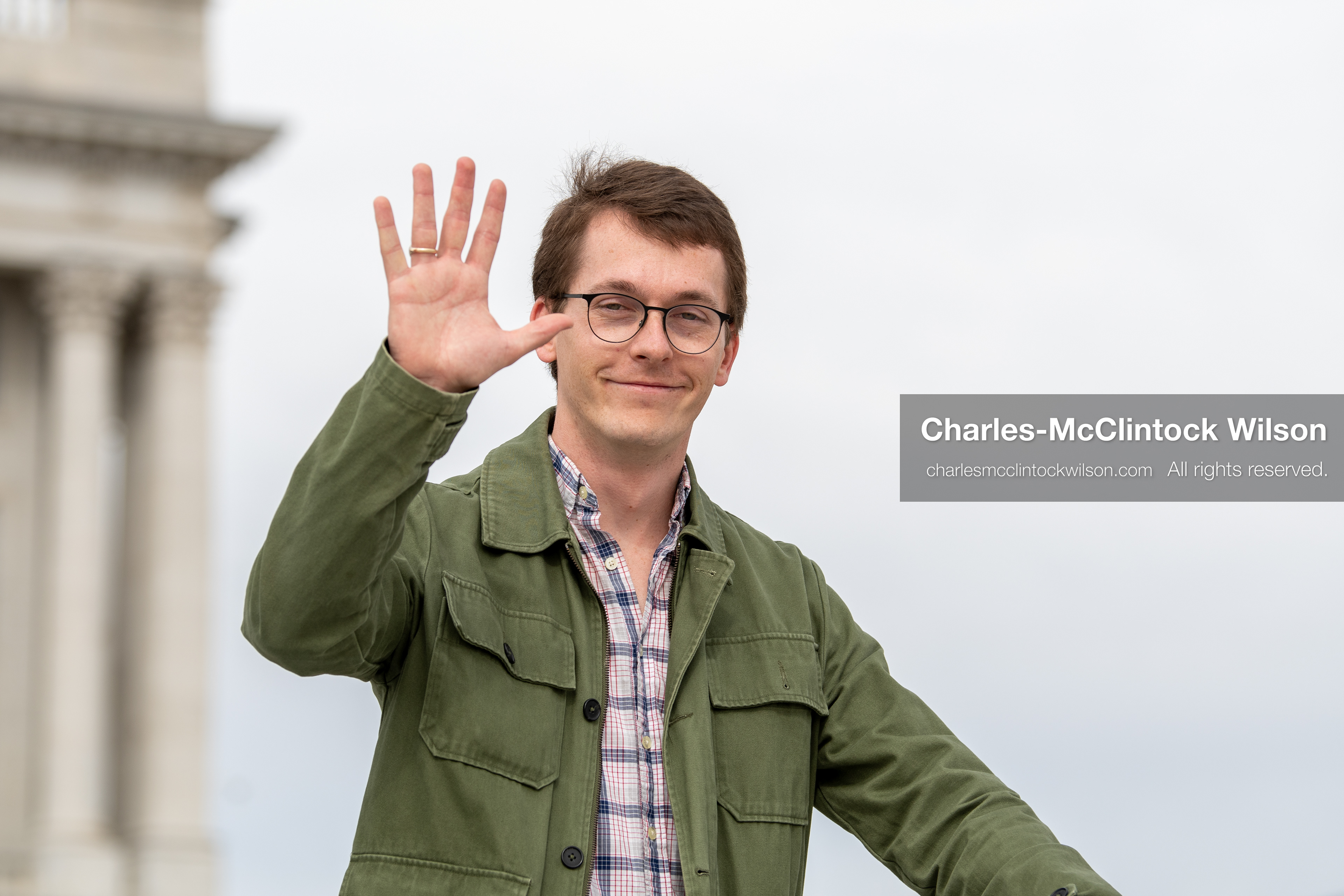 February 28, 2026, Salt Lake City, Utah, USA: RILEY OWEN, a Republican candidate for Utah 1st Congressional District and a prominent supporter of Ukraine in Utah civic circles, waves during the Stand With Ukraine rally at the Utah State Capitol. The event marked the four year anniversary of the full scale Russian invasion of Ukraine and brought community members together in support of Ukrainians and local humanitarian efforts. (Credit Image: © Charles McClintock Wilson/ZUMA Press Wire)
