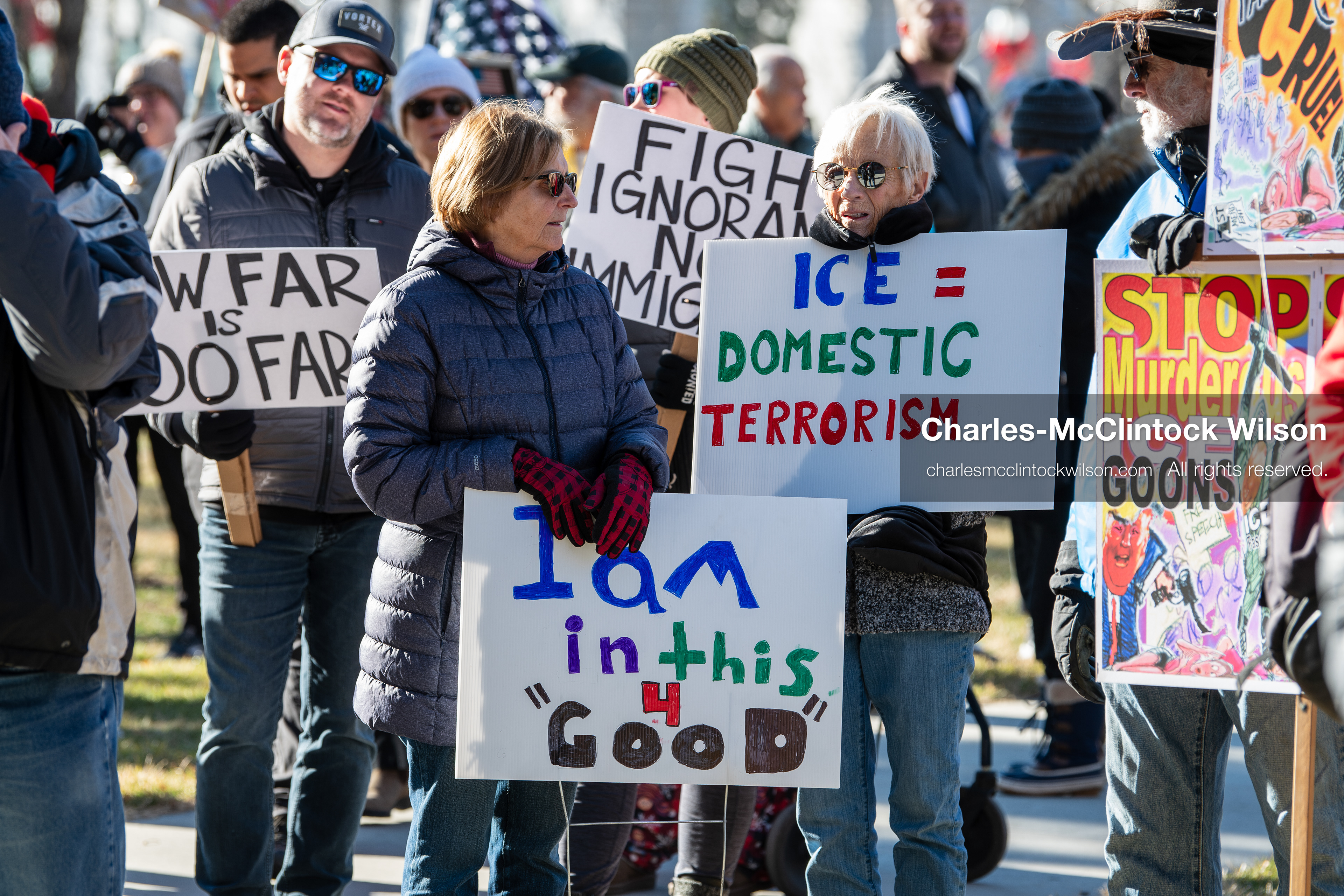 January 10, 2026, Salt Lake City, Utah, USA: Crowd of demonstrators gathered at Washington Square Park during the ICE Out for Good protest in Salt Lake City, Utah, on January 10, 2026, a demonstration against ICE and calling for justice for Renee Nicole Good. (Credit Image: © Charles-McClintock Wilson/ZUMA Press Wire)
