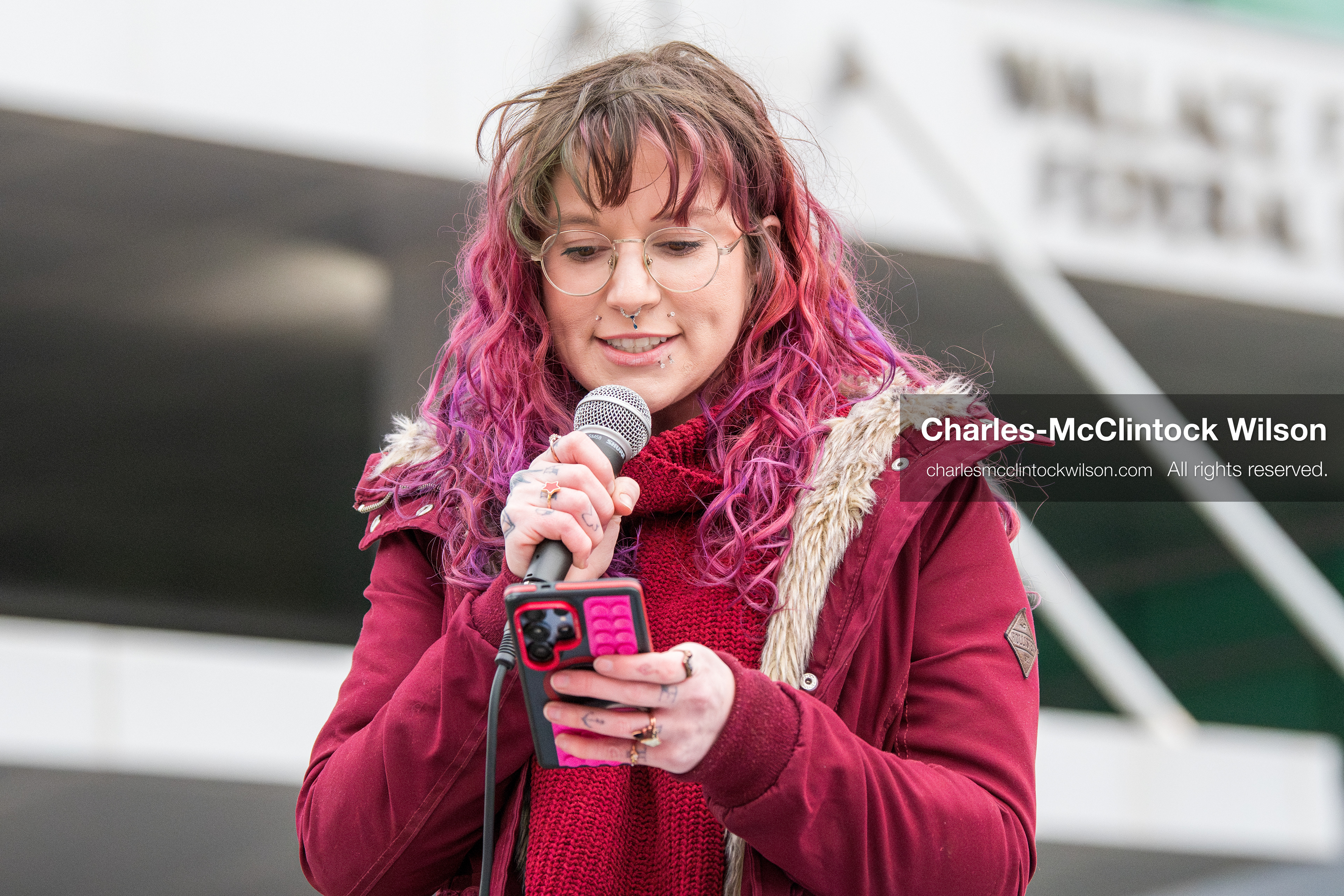 January 3, 2026, Salt Lake City, Utah, USA: A speaker addresses demonstrators during a protest against US military action in Venezuela outside the Wallace Federal Building in Salt Lake City, Utah. The protest was part of a nationwide mobilization opposing airstrikes and foreign intervention. (Credit Image: (c) Charles‑McClintock Wilson/ZUMA Press Wire)