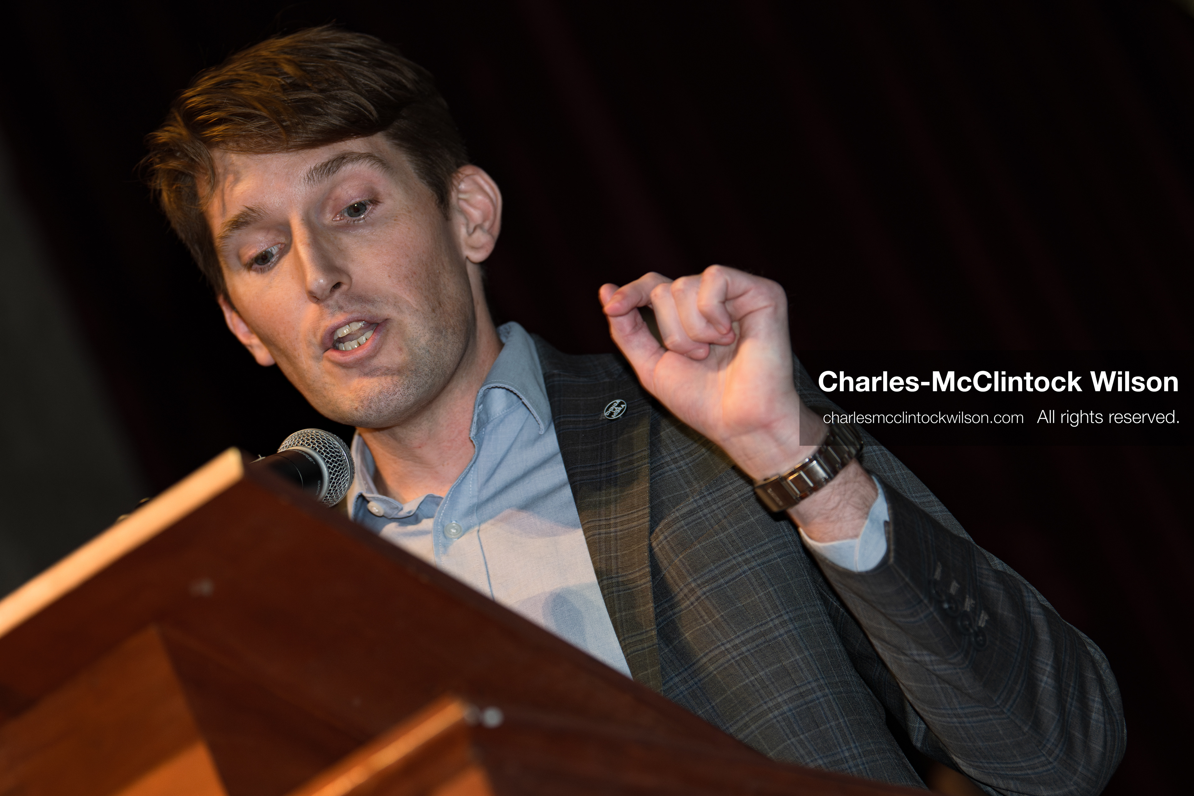 April 25, 2026, Sandy, Utah, USA: NATE BLOUIN, a Utah state senator and a candidate for the Democratic nomination in Utah's 1st Congressional District, speaks during the 2026 Utah Democratic Convention at Jordan High School in Sandy. (Credit Image: © Charles-McClintock Wilson/ZUMA Press Wire)