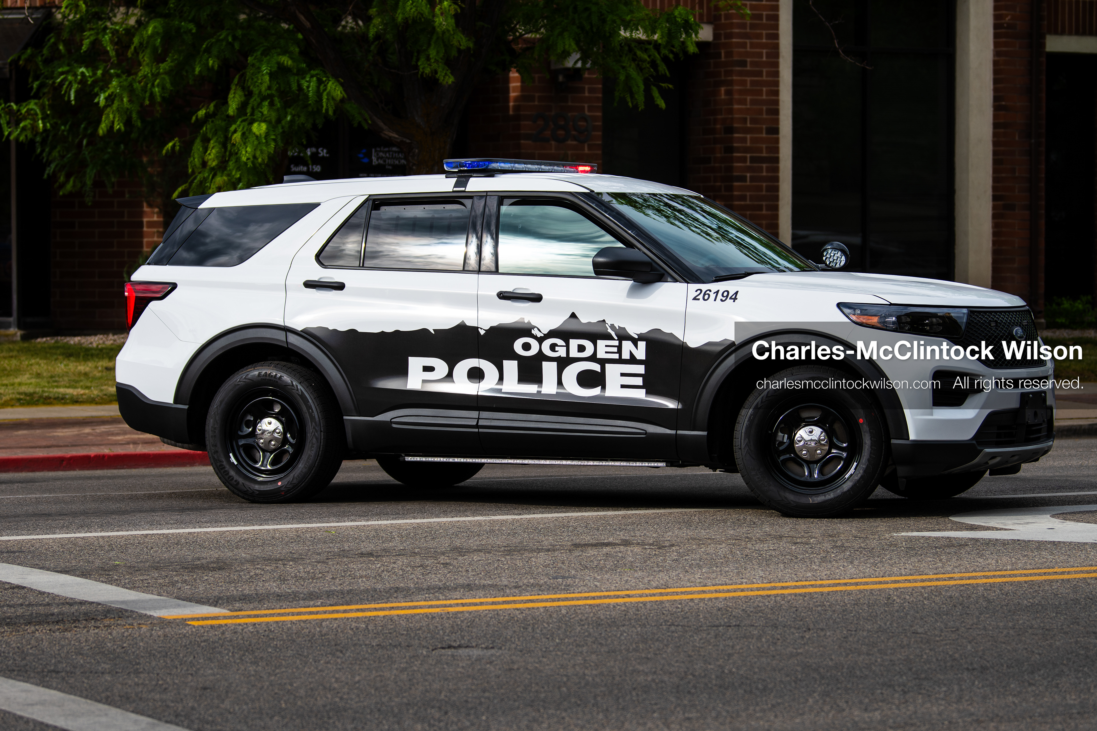 May 16, 2026, Ogden, Utah, USA: An Ogden Police Department patrol SUV is seen in Ogden, Utah, on Saturday, May 16, 2026, as part of the law enforcement presence for the 25th Annual America First Ogden Marathon. (Credit Image: © Charles McClintock Wilson/ZUMA Press Wire)