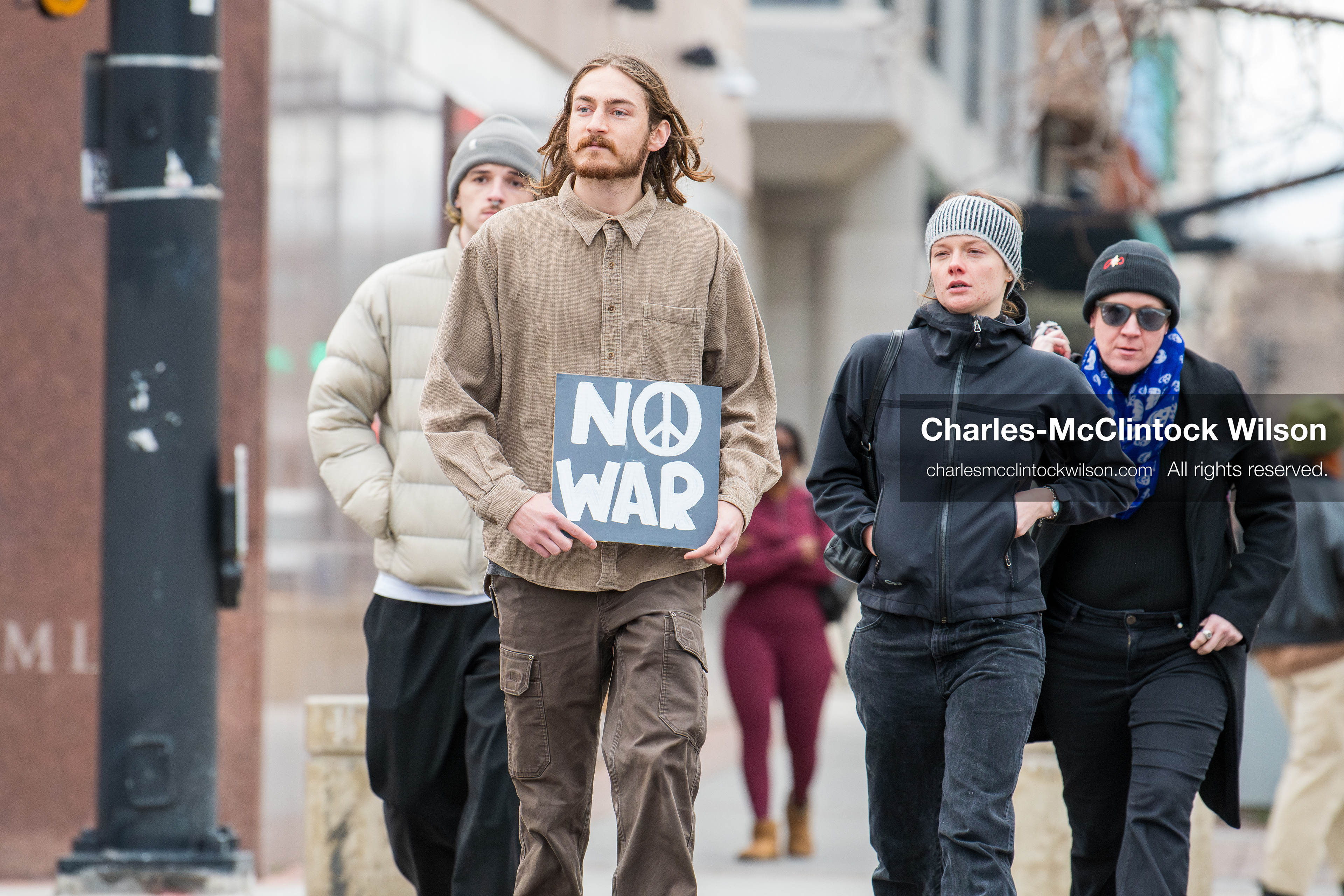 January 3, 2026, Salt Lake City, Utah, USA: A protester holds a sign during a demonstration against US action in Venezuela outside the Wallace Federal Building in Salt Lake City, Utah. The protest was part of a nationwide mobilization responding to recent military developments. (Credit Image: (c) Charles‑McClintock Wilson/ZUMA Press Wire)