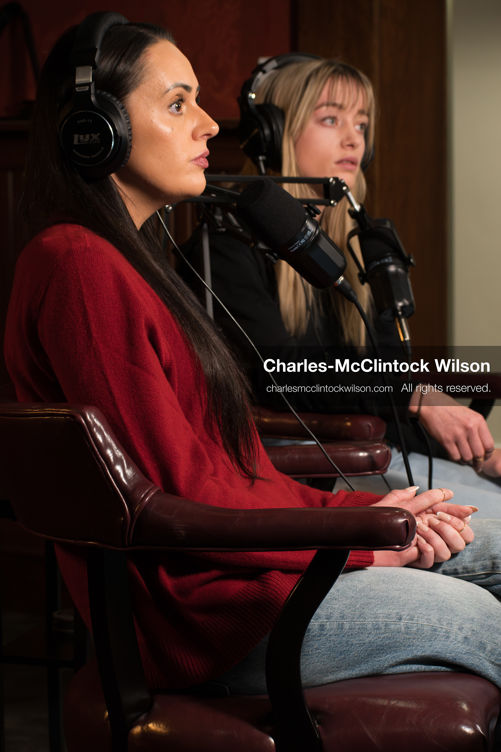 November 22, 2025 – Salt Lake City, Utah, USA: Brandi Siciliani and Billie Webb speak during the recording of an episode of The Brandi & Billie Show, an independent podcast known for its long-form commentary on politics, culture, and major world events. (Credit Image: © Charles‑McClintock Wilson)