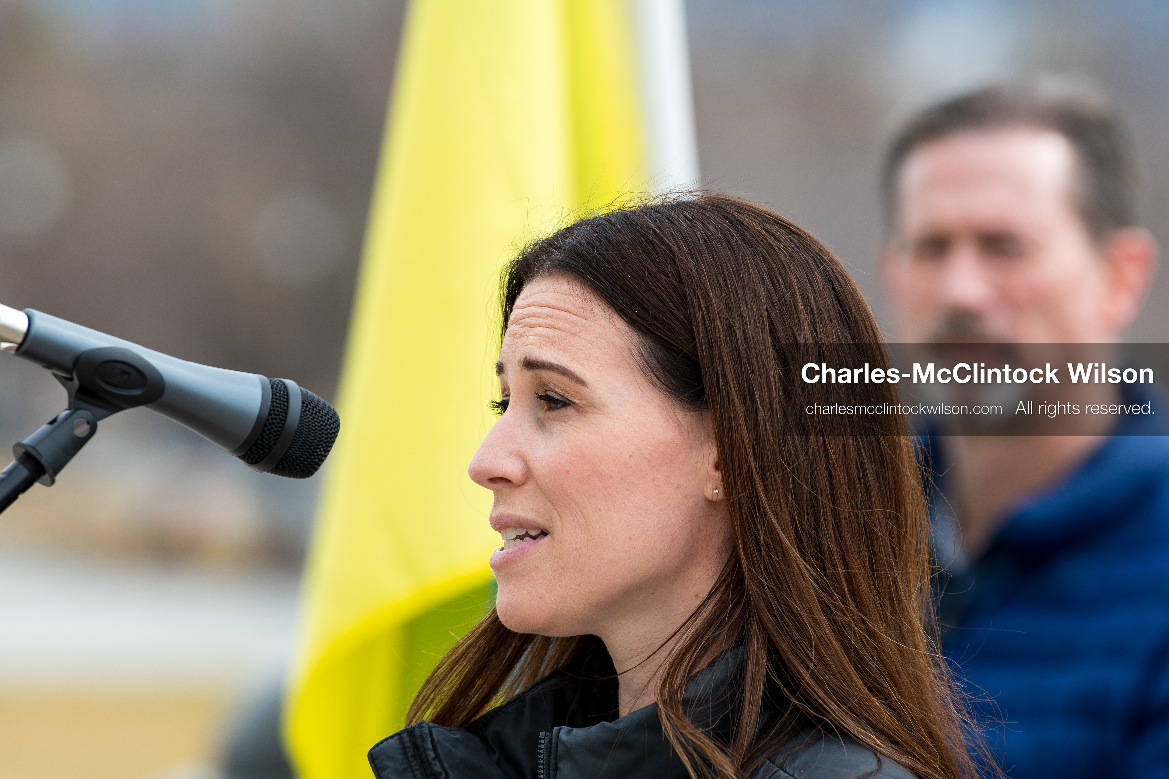 February 28, 2026, Salt Lake City, Utah, USA: STEPHANIE PITCHER, Utah state senator and a Democrat from Utah, speaks during the Stand With Ukraine rally at the Utah State Capitol. The event marked the four year anniversary of the full scale Russian invasion of Ukraine and brought community members together in support of Ukrainians and local humanitarian efforts. (Credit Image: © Charles McClintock Wilson/ZUMA Press Wire)