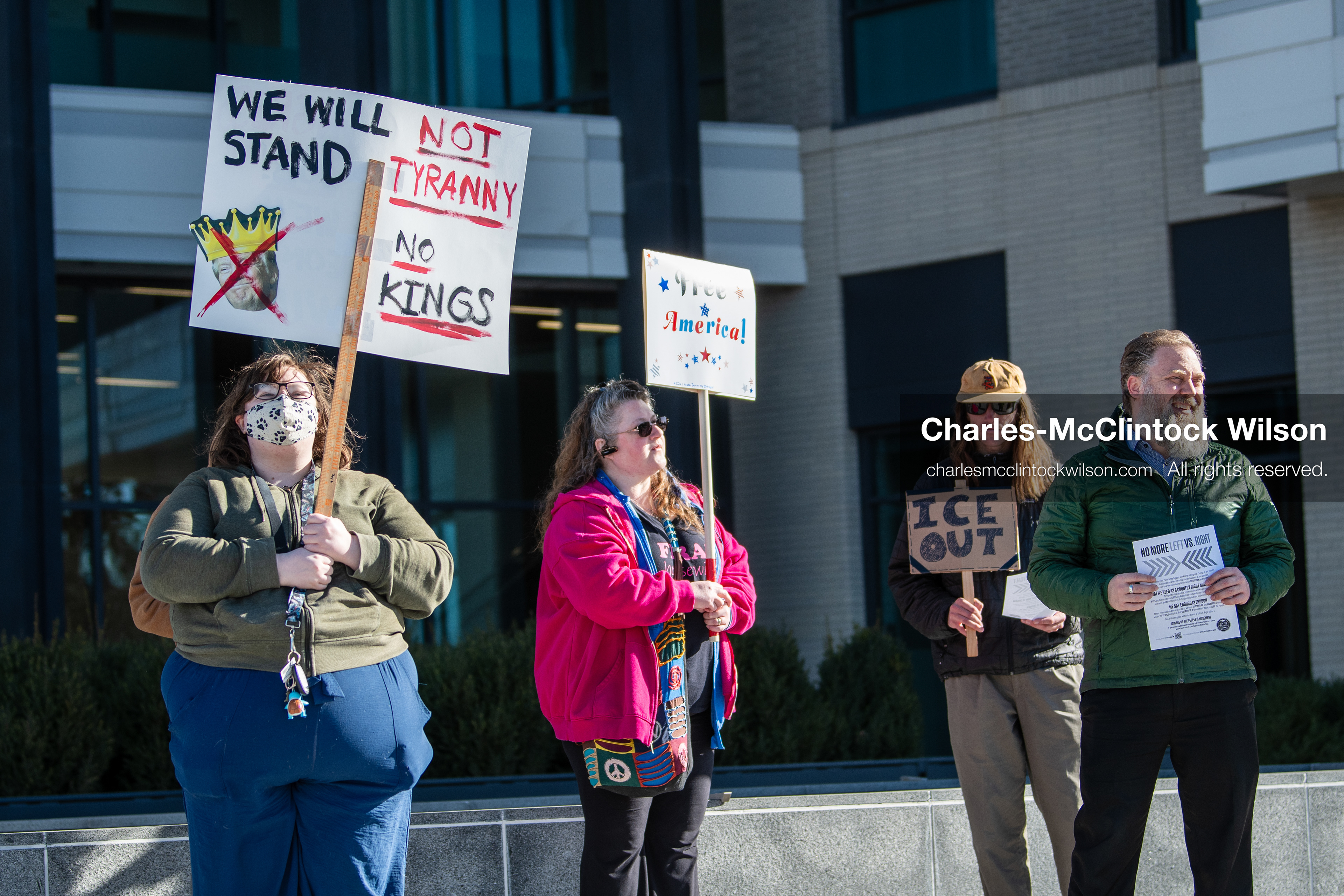 January 20, 2026, Provo, Utah, USA: Protesters gather outside Provo City Hall during the Free America Walkout protest in Provo, Utah, on January 20, 2026. Demonstrators held signs calling for justice, immigration reform, and an end to detention practices. (Credit Image: © Charles-McClintock Wilson/ZUMA Press Wire) 