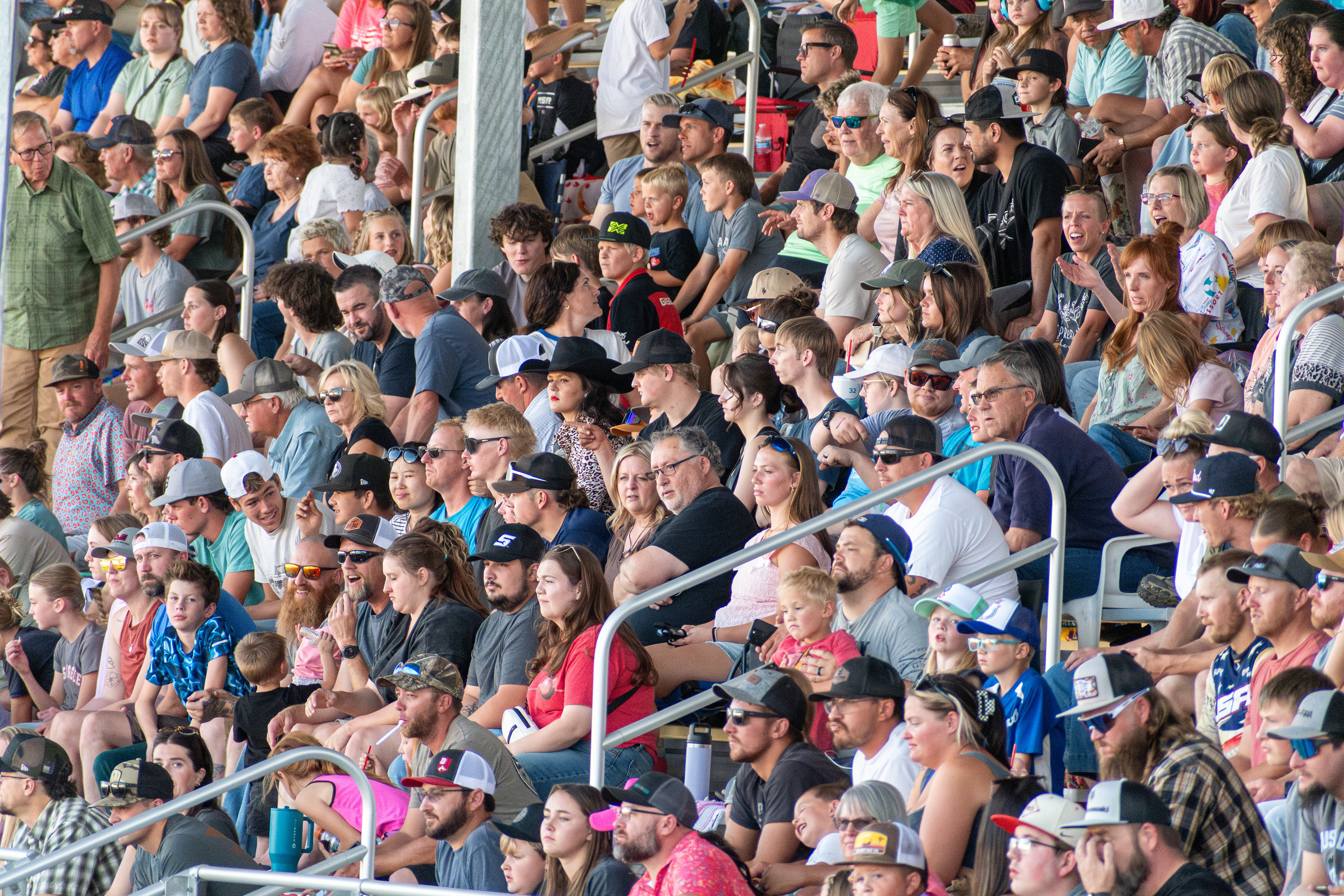June 28, 2025 – Nephi, Utah: Spectators fill the grandstands during the Juab Xtreme Racing event at the Juab County Fairgrounds. 