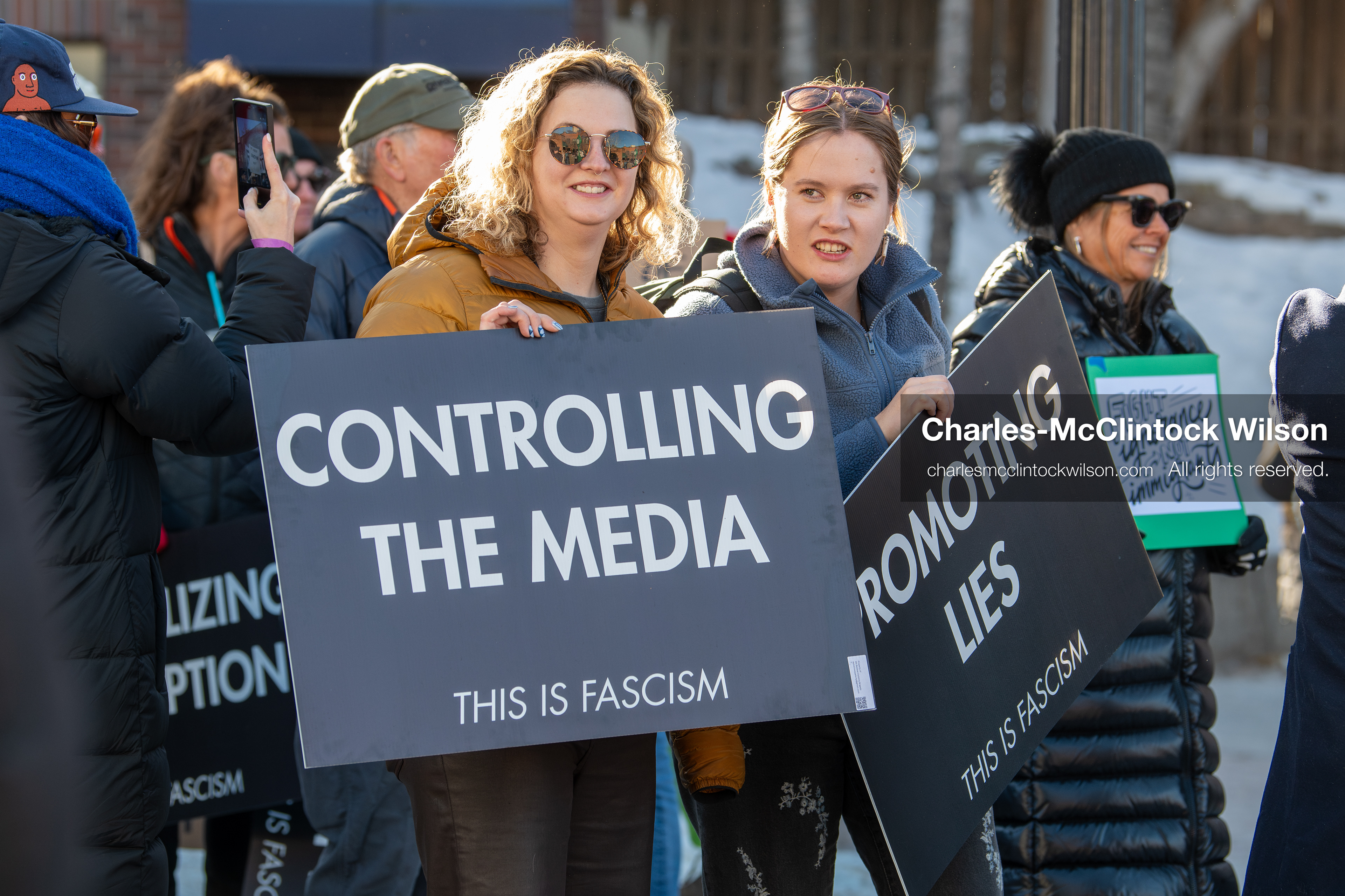 January 26, 2026, Park City, Utah, USA: Demonstrators gather on Main Street holding signs and American flags during a protest opposing U.S. Immigration and Customs Enforcement (I.C.E.) ICE agents at the Sundance Film Festival in Park City, Utah, on Monday, Jan. 26, 2026. The event was held in response to the fatal shooting of Alex Pretti by a U.S. Border Patrol officer in Minneapolis. (Credit Image: © Charles McClintock Wilson/ZUMA Press Wire)