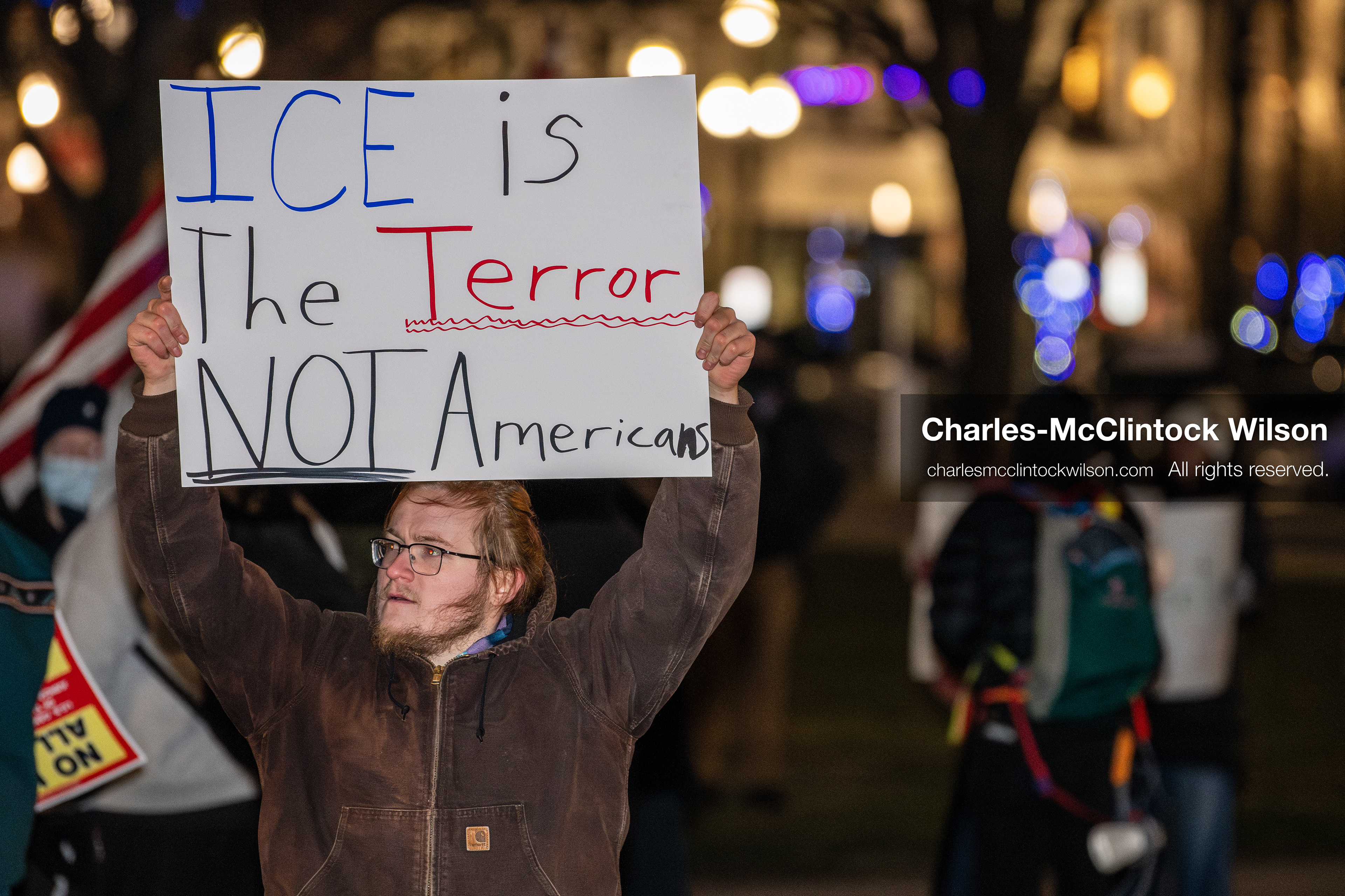 January 8, 2026, Salt Lake City, Utah, USA: A demonstrator holds a sign during an anti ICE protest at Pioneer Park in Salt Lake City Utah on Jan 8 2026. The rally followed the death of Renee Nicole Good a Minneapolis woman who was fatally shot during an encounter with immigration authorities and drew hundreds calling for accountability and changes to enforcement practices. (Credit Image: © Charles-McClintock Wilson/ZUMA Press Wire)