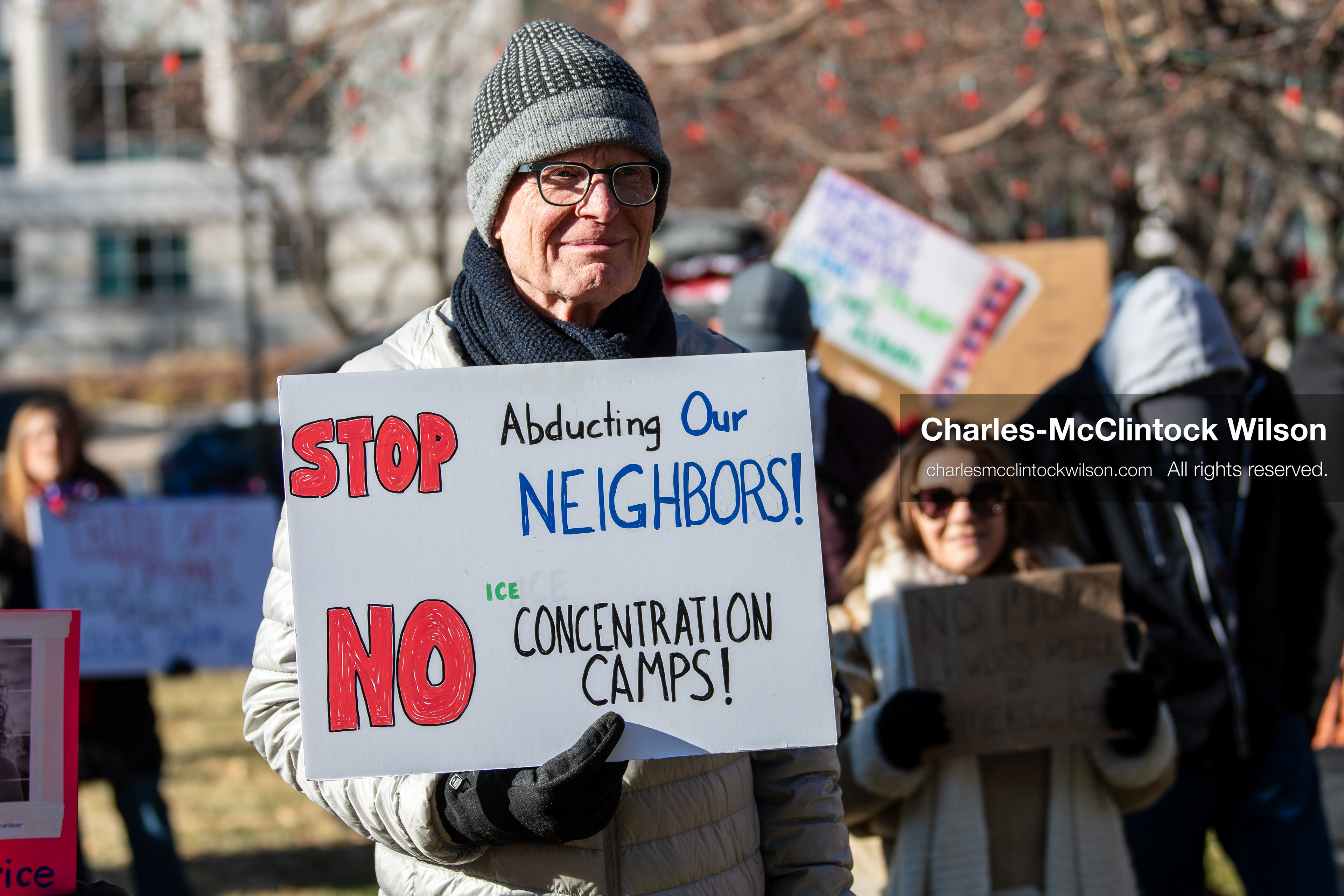 January 10, 2026, Salt Lake City, Utah, USA: A protester holds a sign during the ICE Out for Good protest in Salt Lake City, Utah, on January 10, 2026, a demonstration against ICE and calling for justice for Renee Nicole Good. (Credit Image: © Charles-McClintock Wilson/ZUMA Press Wire)