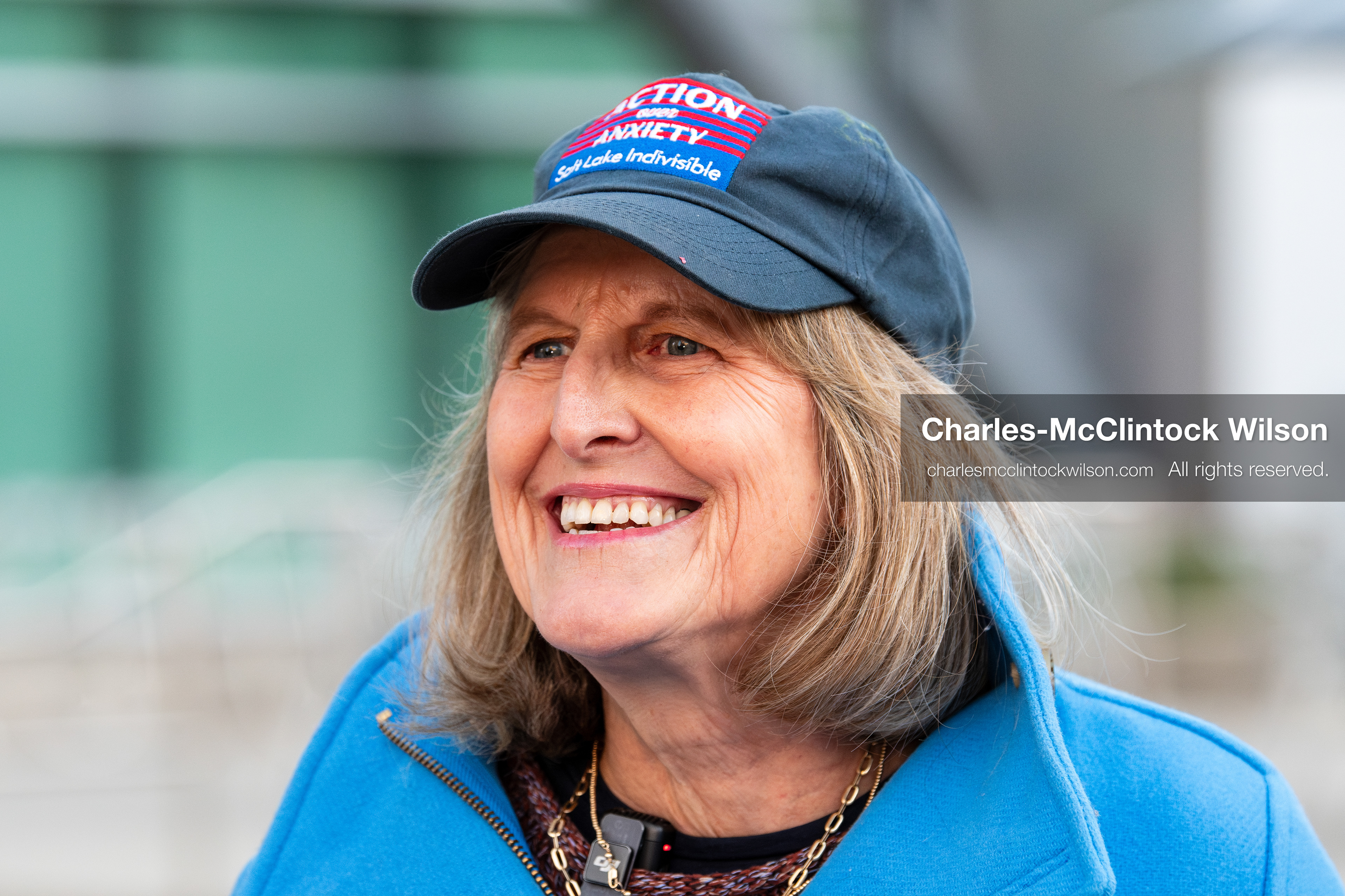 January 5, 2026, Salt Lake City, Utah, USA: Sarah Buck, leader of Salt Lake Indivisible, speaks during an emergency rally outside the Wallace Federal Building in Salt Lake City, Utah. The protest was part of a nationwide mobilization demanding congressional limits on presidential war powers following recent US military actions in Venezuela involving the government of Nicolas Maduro. Organizers urged constituents to gather at the offices of Utah US senators Mike Lee and John Curtis to vote to check the presidents war powers and emphasized that a large crowd sends a louder message. (Credit Image: (c) Charles‑McClintock Wilson/ZUMA Press Wire)