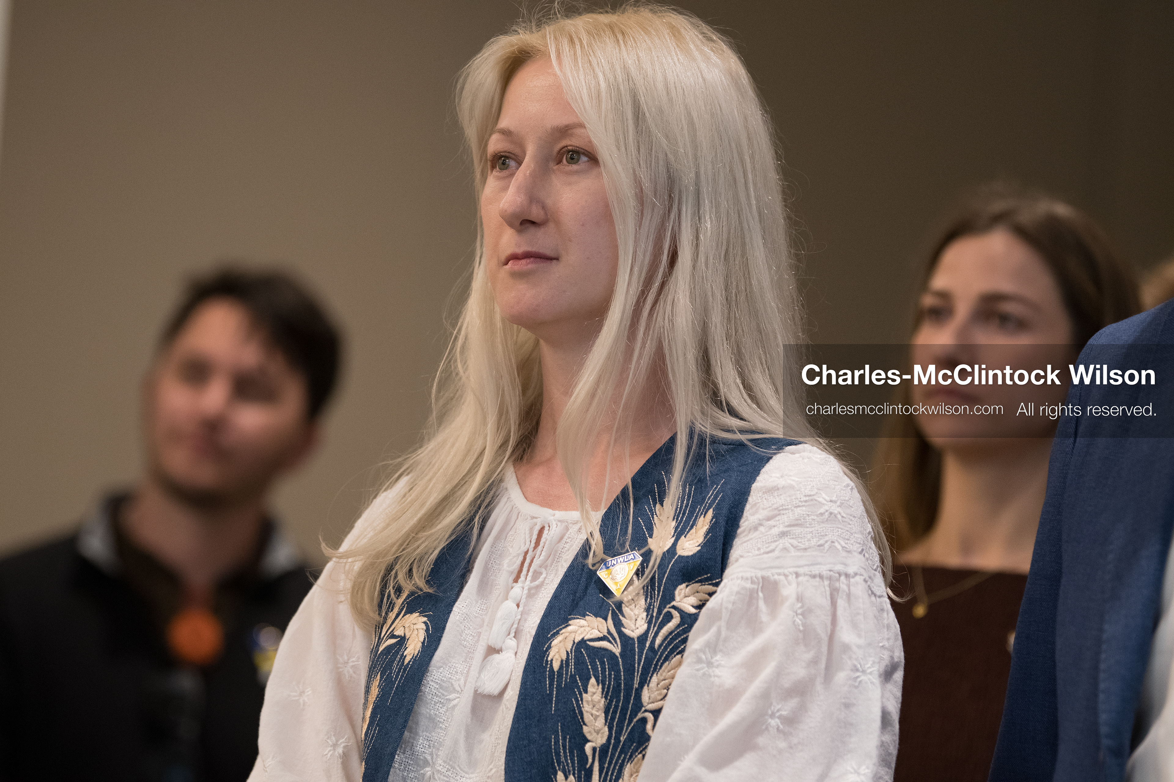 July 23, 2026, Salt Lake City, Utah, USA: IRYNA DUBENKO-LIPP looks on during a community meeting featuring Ukrainian activist Serhiy Prytula at the Utah State Capitol building in Salt Lake City, Utah, on Thursday, July 23, 2026. The event, titled ''Ukraine in the Fifth Year of the Full-Scale War: An Honest Conversation,'' was hosted by the Prytula Foundation USA to discuss civil defense and ongoing humanitarian aid initiatives. (Credit Image: © Charles-McClintock Wilson/ZUMA Press Wire)
